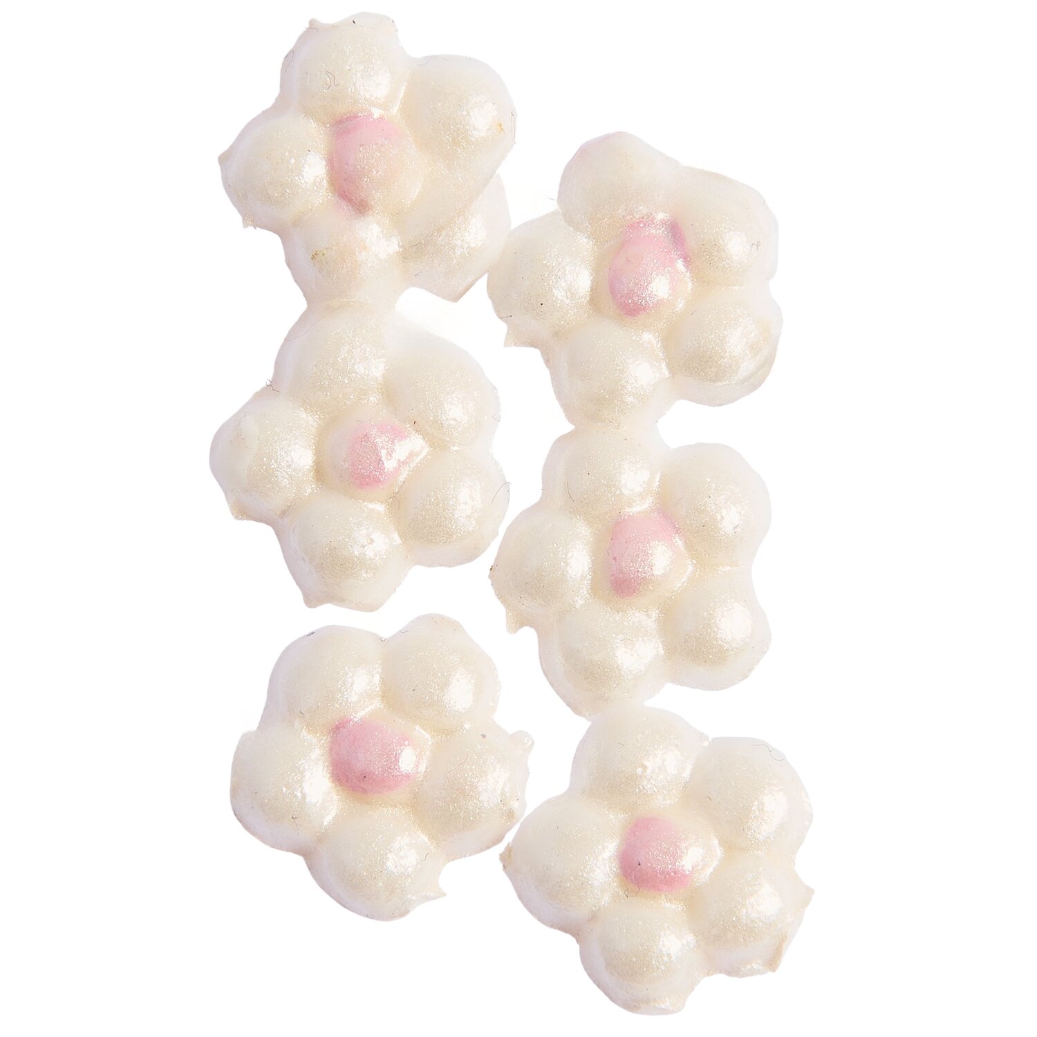 Wachsdekor Blüte mit Punkt 1x1cm Farbe weiß perlmutt / rosa von Rico Design