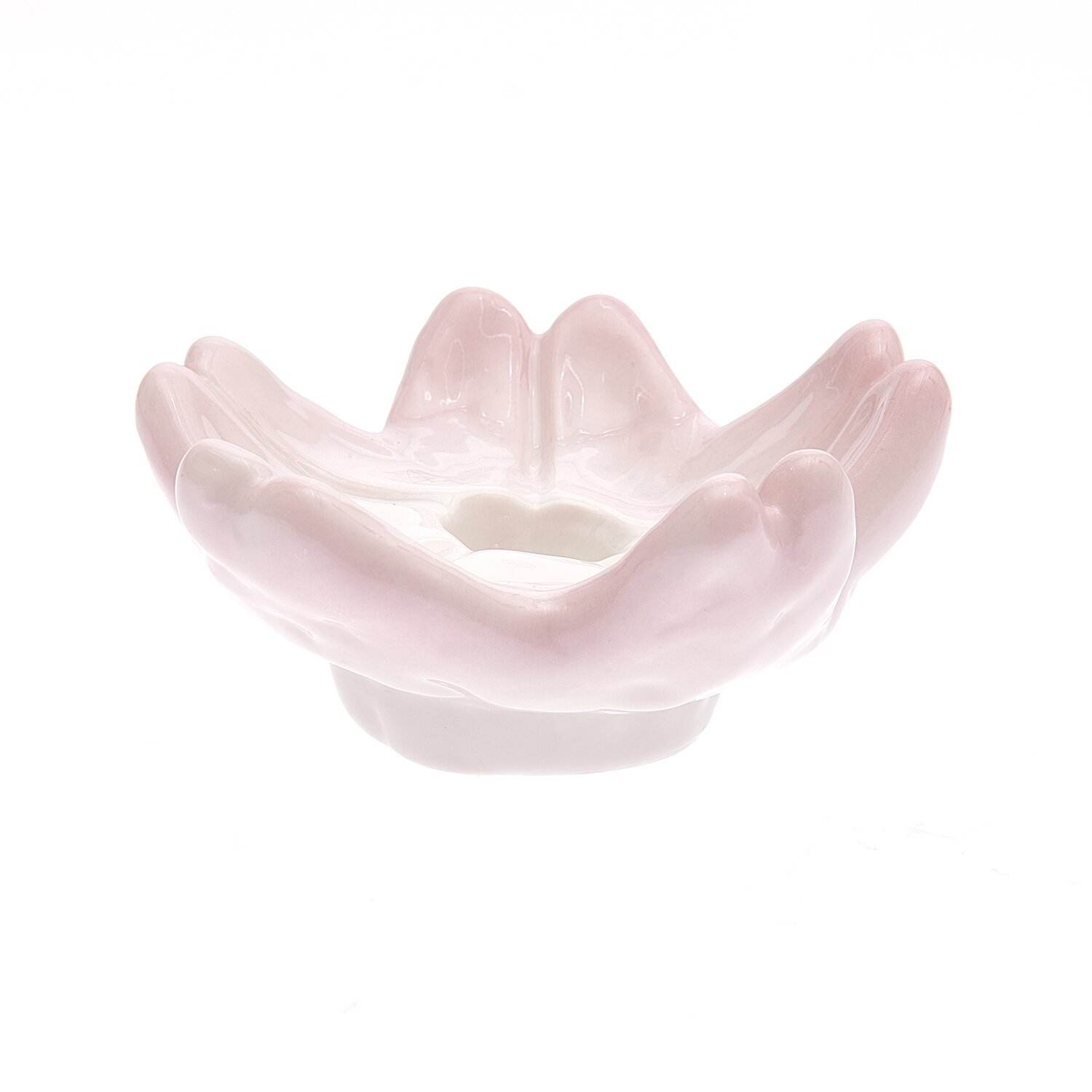 Porzellan Kerzenhalter Kirschblüte rosa 10,5x10,5x5cm: Eleganter Kerzenhalter in zartem Rosa, inspiriert von Kirschblüten, aus hochwertigem Porzellan.