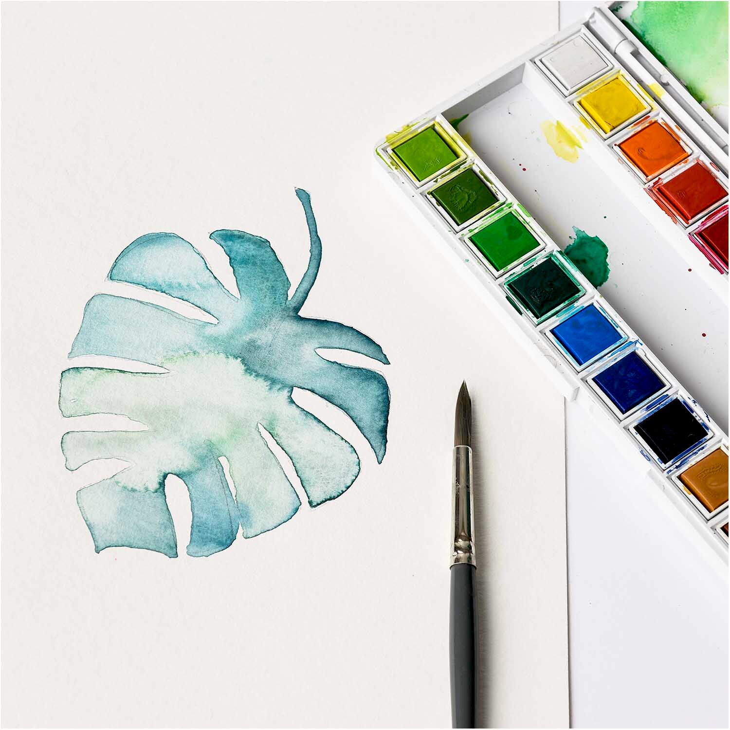 Anleitung Monstera-Blatt aquarellieren von idee. Creativmarkt 