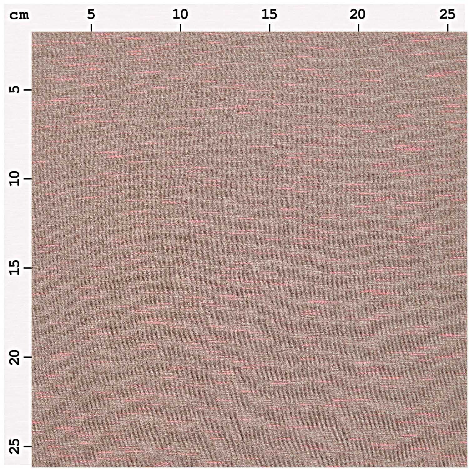 Stoffabschnitt Jersey taupe-neonpink 80x100cm von Rico Design. Der Stoff zeigt ein dezentes Muster in Taupe mit neonpinken Akzenten.