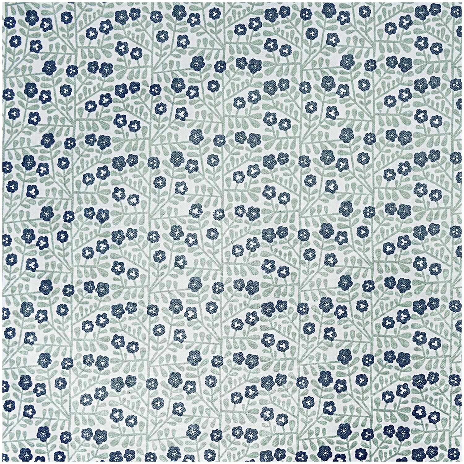 Druckstoff mit floralem Muster in Grün und Blau, beschichtet, von Rico Design, 140 cm breit.