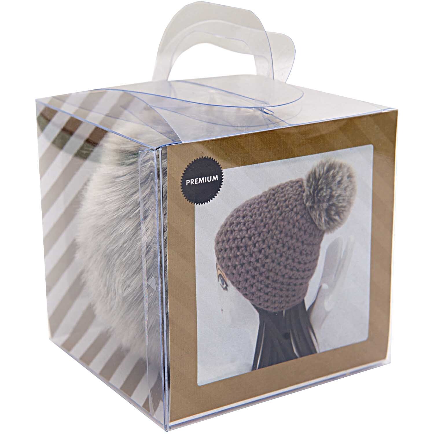 Kunstfellbommel Premium grau-silber 10cm von Rico Design
