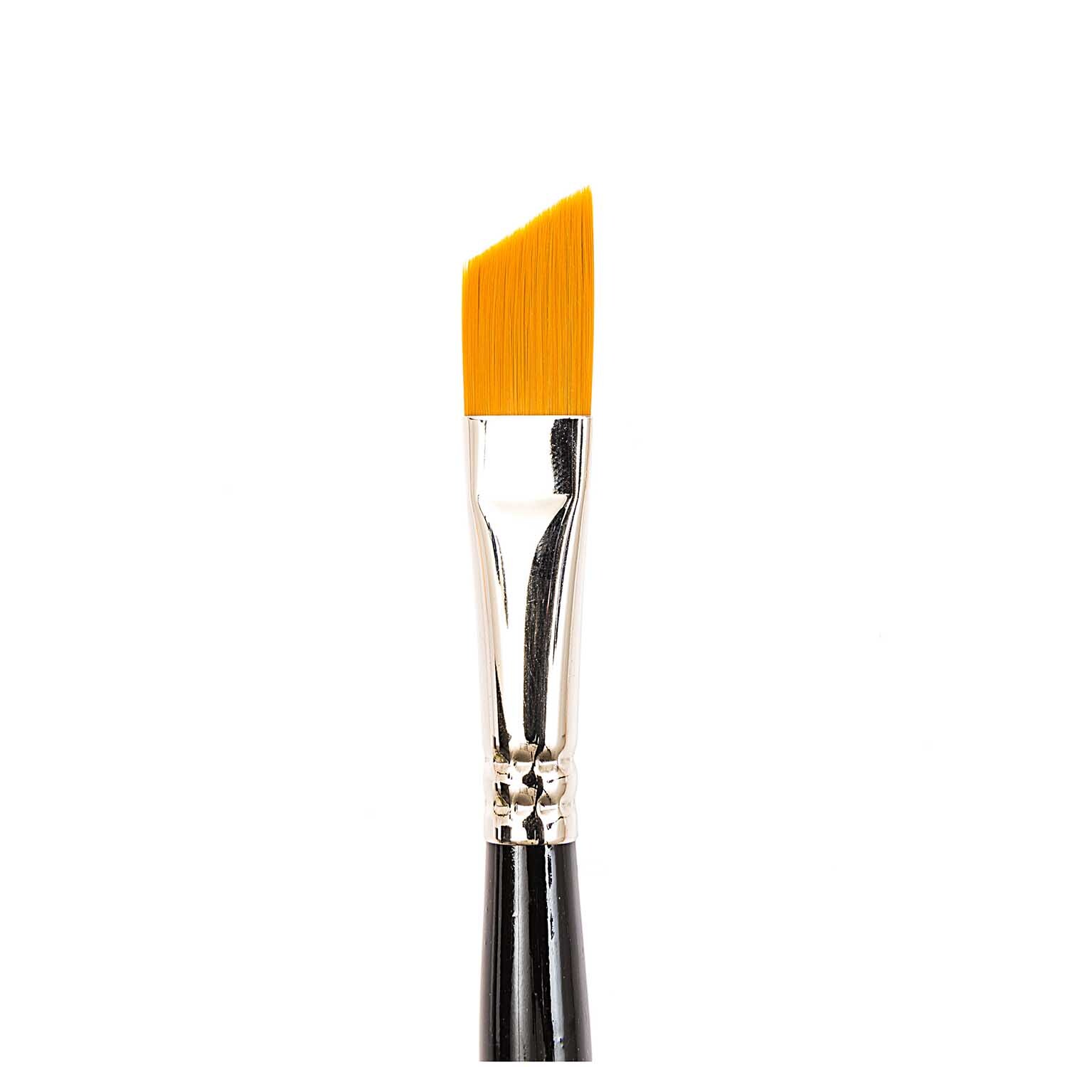 Fine Art Öl Synthetic schräg Pinsel mit gelbem Borstenkopf und schwarzem Griff von Rico Design. Ideal für präzise Maltechniken.