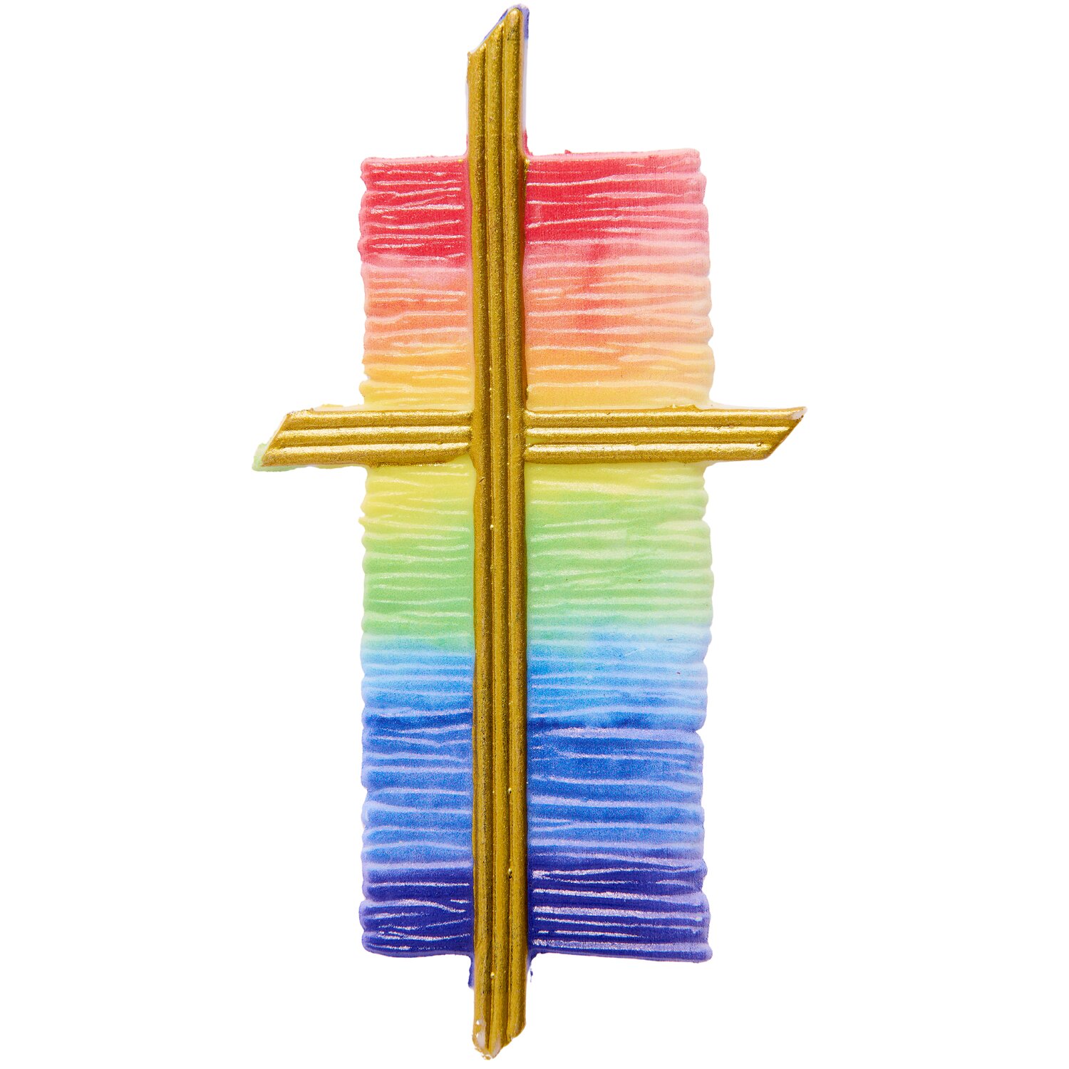 Wachsdekor Kreuz mit Regenbogenaquarell 11,7x6cm von Rico Design