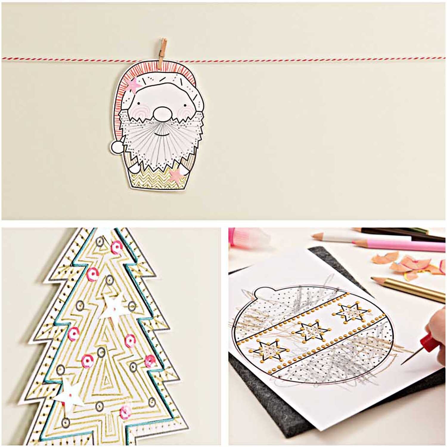 Paper Poetry Prickelblock Weihnachten schwarz-weiß 21x14,8cm 10 Seiten von Rico Design