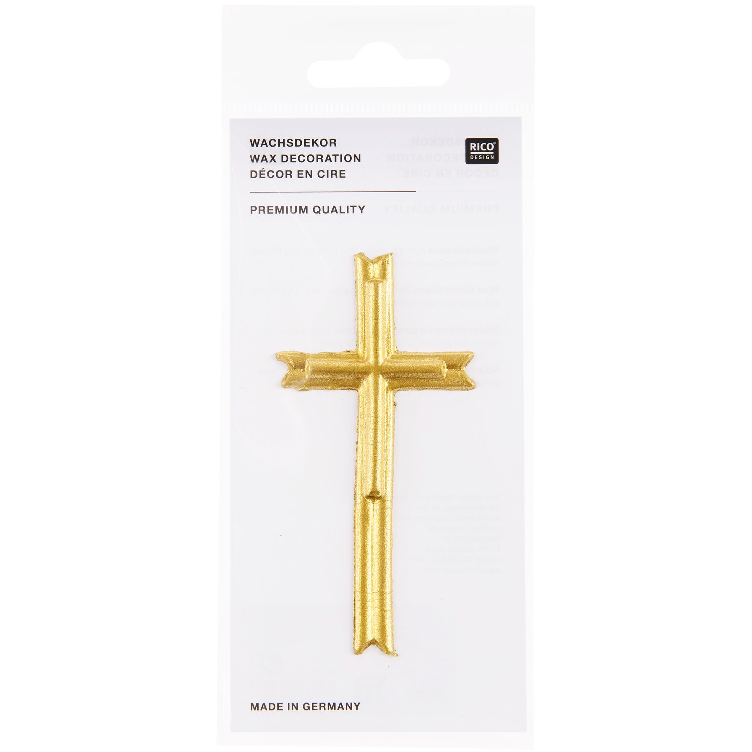 Wachsdekor Kreuz Gold 9x4,5cm von Rico Design
