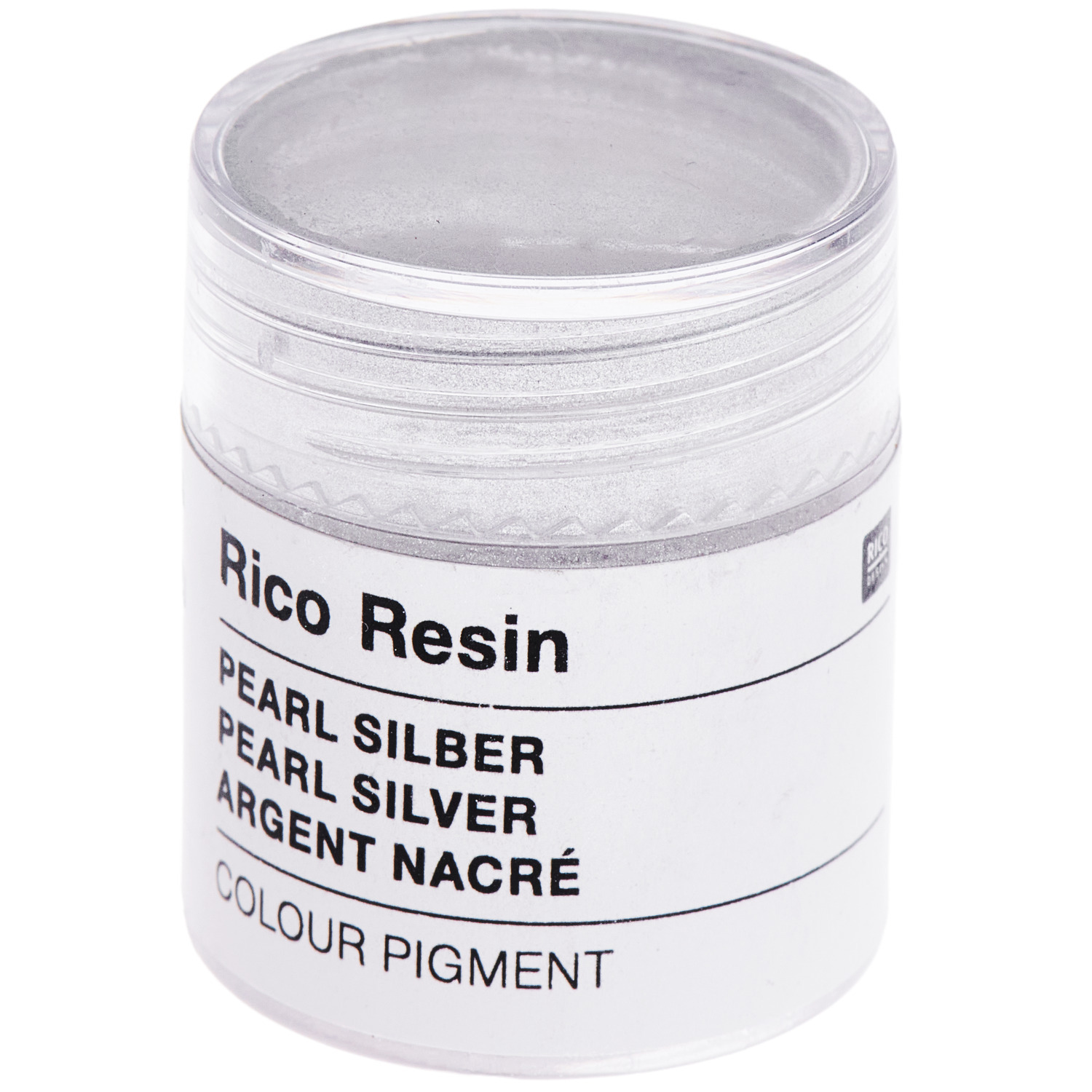 Farbpigmente für Resin mit Perl-Effekt in einem 5ml Behälter von Rico Design, silberne Farbe.