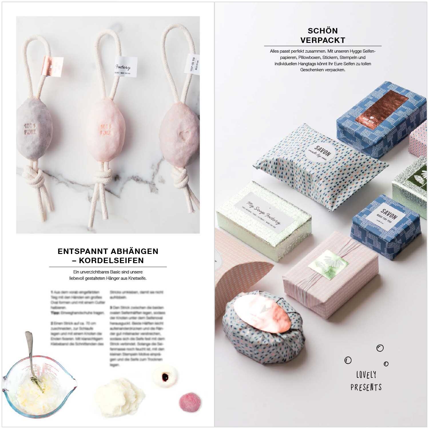 Made by Me Anleitungsheft Soap Hygge: Verschiedene Seifen in Pastellfarben, schön verpackt von Rico Design.