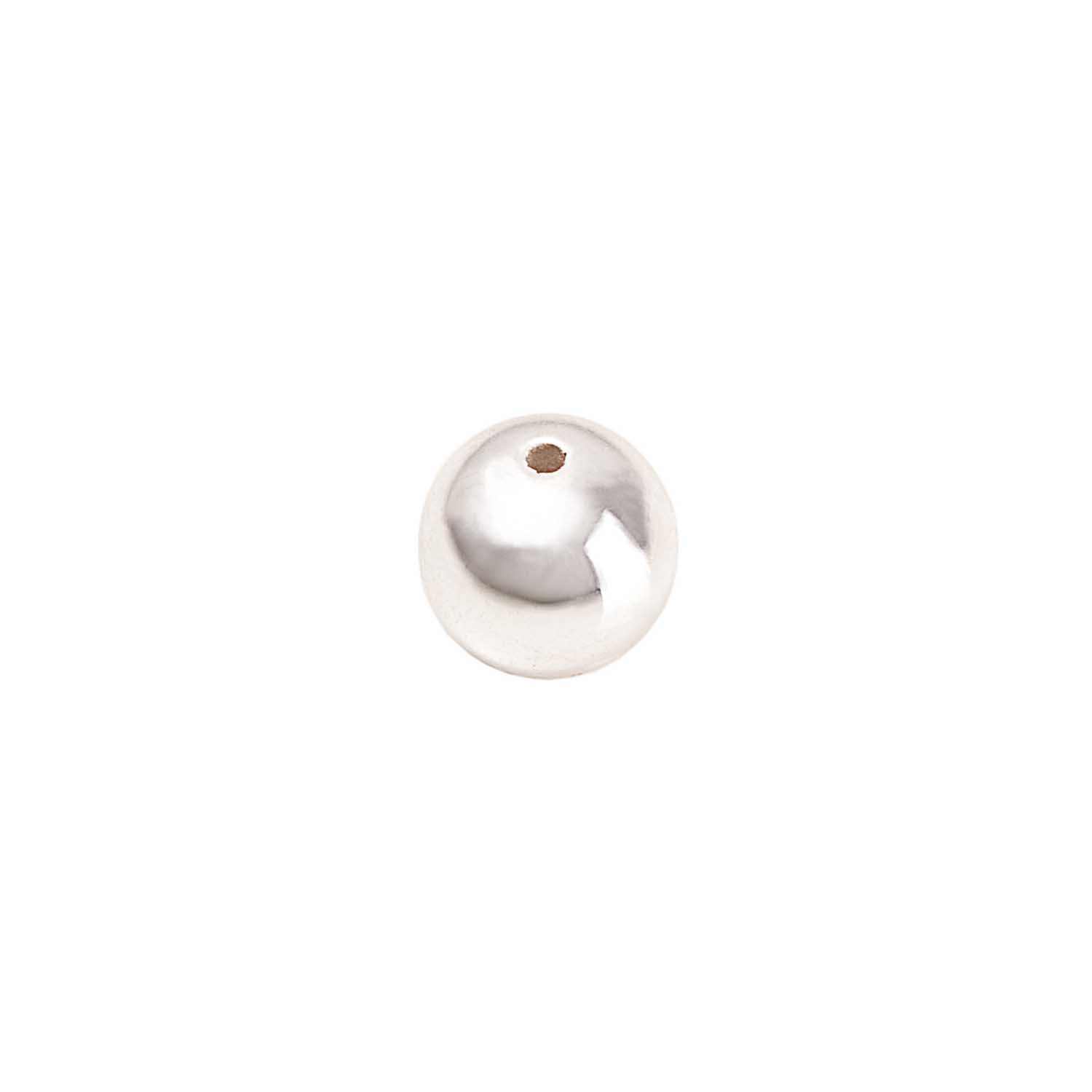 Kugel silber 8mm 40 Stück von Rico Design. Eine glänzende, silberne Perle mit Loch in der Mitte.