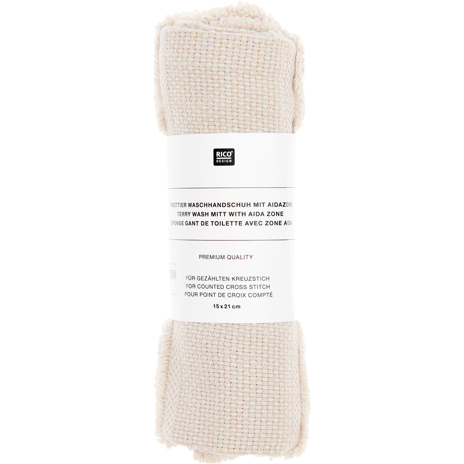 Waschhandschuh 15x21cm, GOTS Farbe Hellbeige von Rico Design