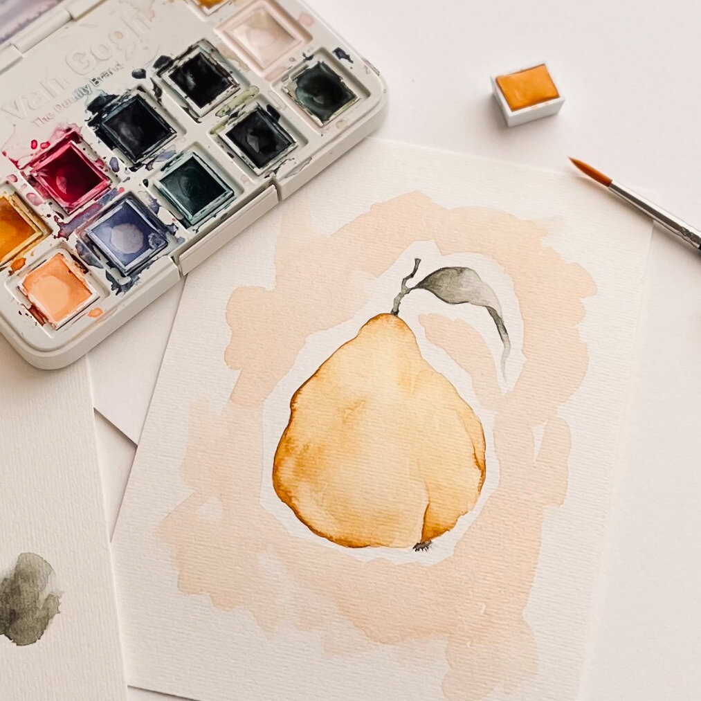 Anleitung Quitte malen @eininneresblumenpfluecken mit van Gogh Aquarellfarben  von idee. Creativmarkt 