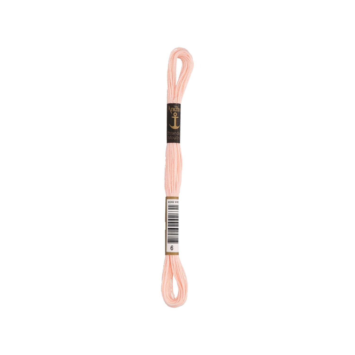 Coats Sticktwist 8m in zartem Rosa von Anchor, ideal für Stickprojekte, auf weißem Hintergrund.