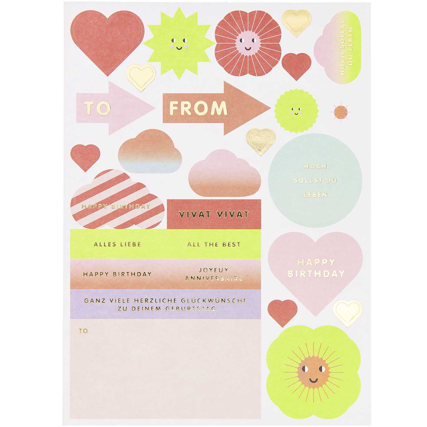 Paper Poetry Grußkartenset Happy Birthday mit bunten Aufklebern und fröhlichen Motiven von Rico Design. Ideal für kreative Geburtstagsgrüße.