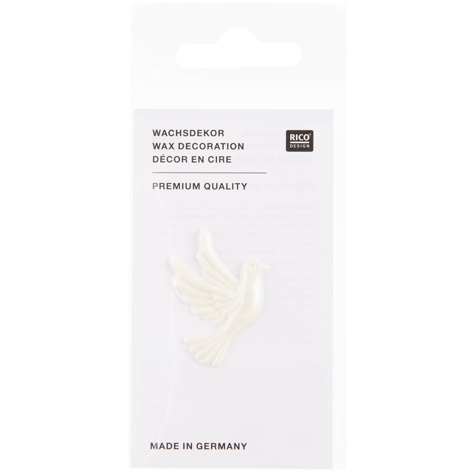 Wachsdekor Taube Weiß Perlmutt 3,5x2,5cm Farbe Links fliegend von Rico Design