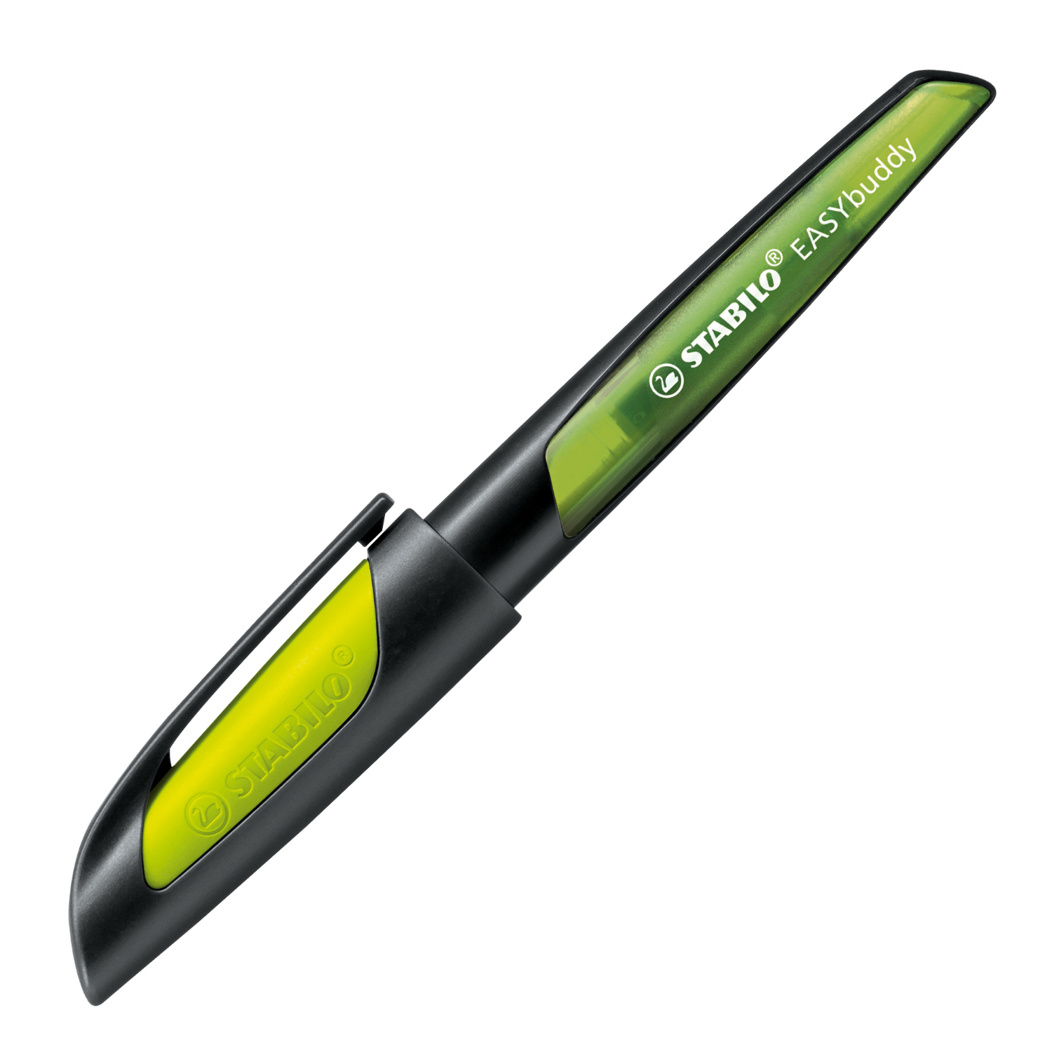 Easybuddy Patronenfüller für Linkshänder in Schwarz/Limette von STABILO, ideal für komfortables Schreiben.