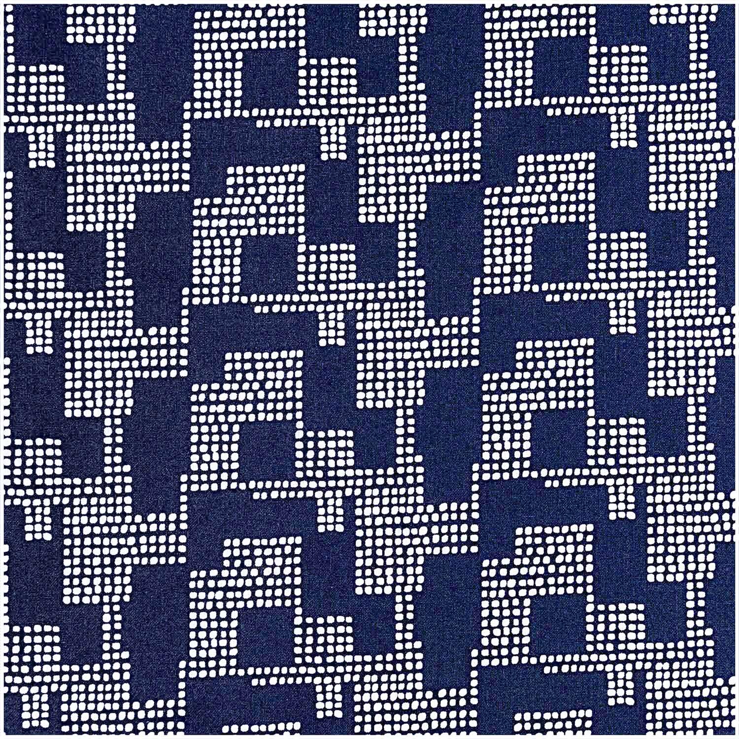 Druckstoff mit grafischem Muster in 140 cm Breite, dunkelblau von Rico Design, ideal für kreative Projekte.
