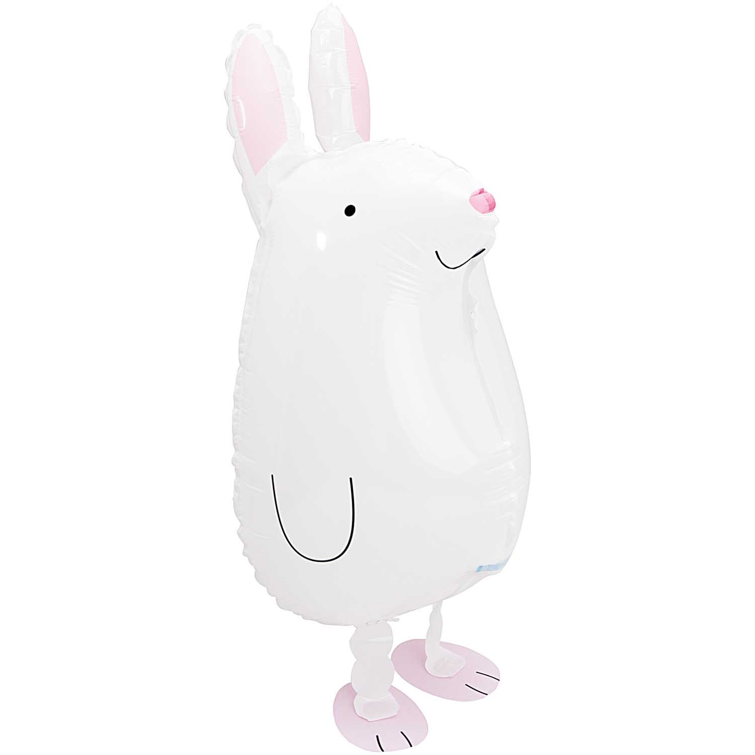 Folienballon Hase 23x60cm, weiß, von Rico Design. Niedlicher Ballon in Hasenform mit rosa Details. Ideal für Dekorationen und Feiern.