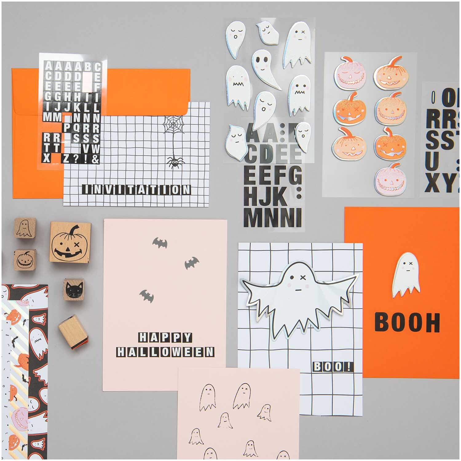 Paper Poetry 3D Sticker Kürbisse: Halloween-Bastelset mit Geistern, Kürbissen und Buchstaben von Rico Design. Ideal für kreative Dekorationen.