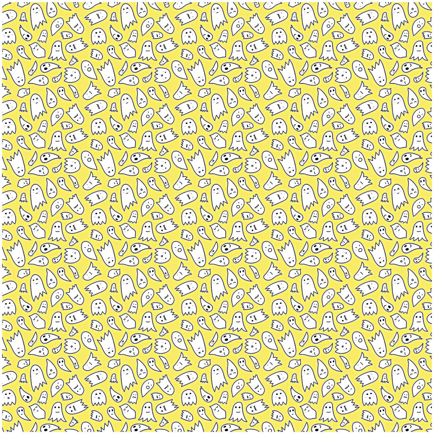 Stoff Geister gelb-silber 140cm beschichtet: Gelber Stoff mit silbernen Geistermotiven von Rico Design.