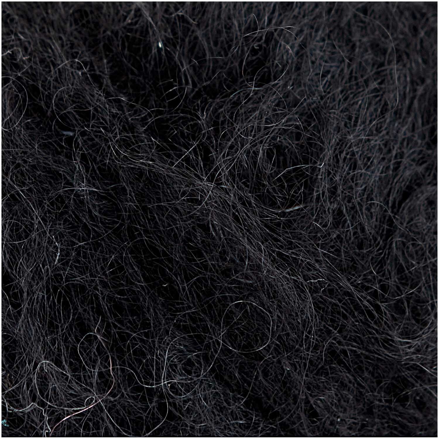 Fashion Mohair Merino Chunky von Rico Design in Schwarz, Nahaufnahme der weichen, dichten Fasern. Ideal für Strickprojekte, 50g 100m.