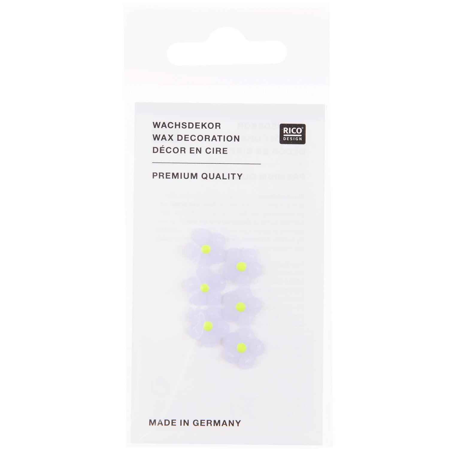 Wachsdekor Blüte mit Punkt 1x1cm Farbe Neon Gelb von Rico Design