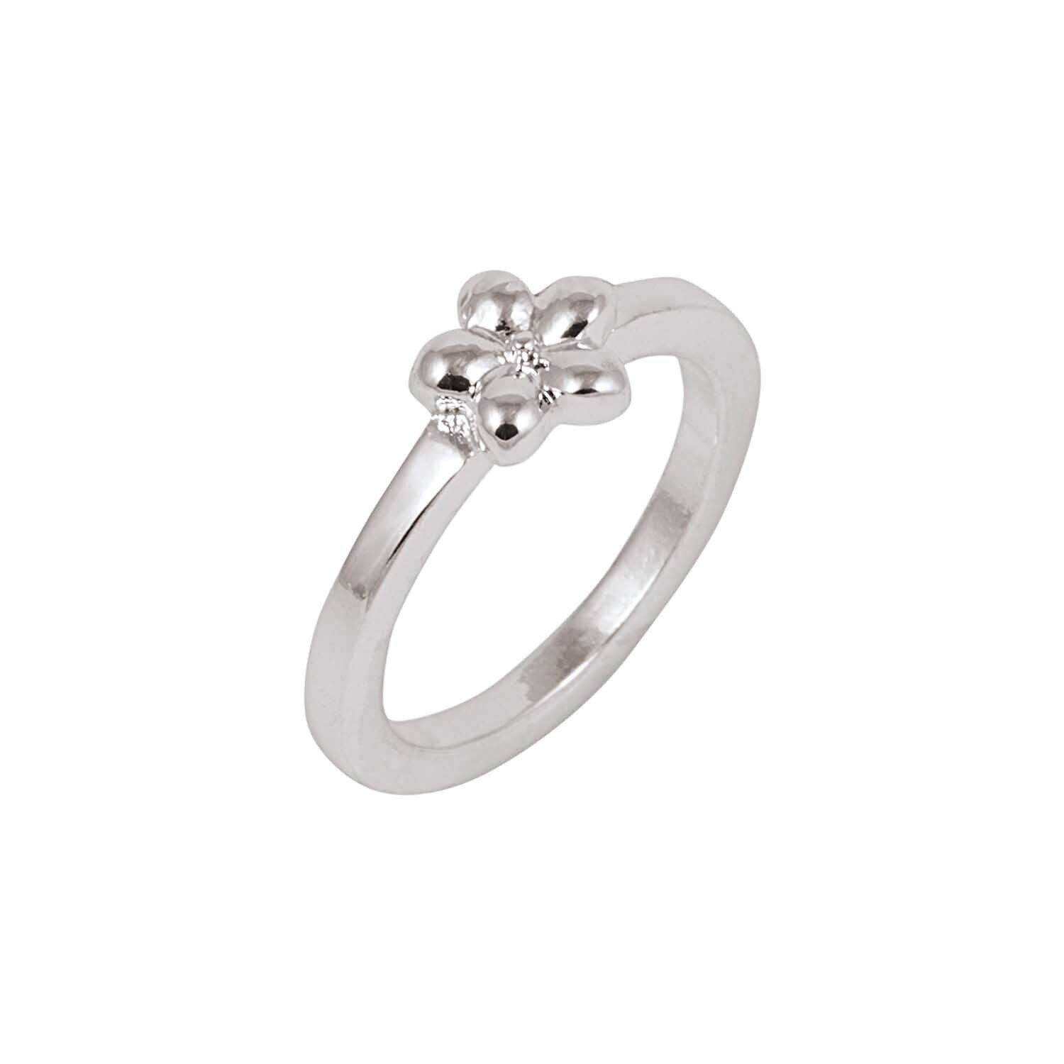 Ring mit Blume 16mm von Rico Design, silberner Ring mit zarter Blumenverzierung auf der Oberseite.