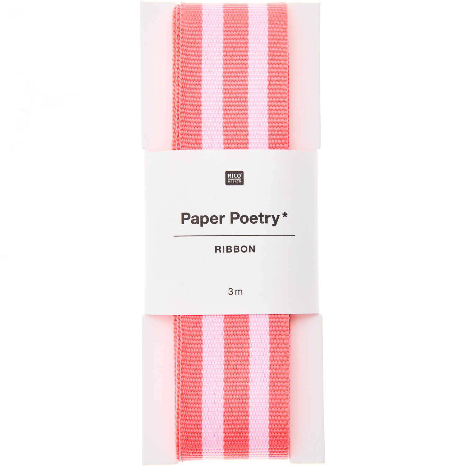 Paper Poetry Webband Duo Streifen Neon  25mmx3m Farbe Pink/Weiß von Rico Design