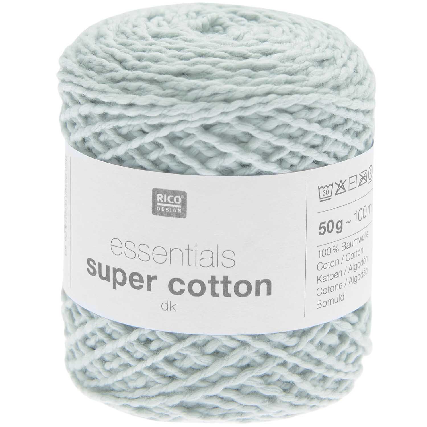 Essentials Super Cotton dk Strickset Pullover Modell 14, mintfarbenes Garn von Rico Design.