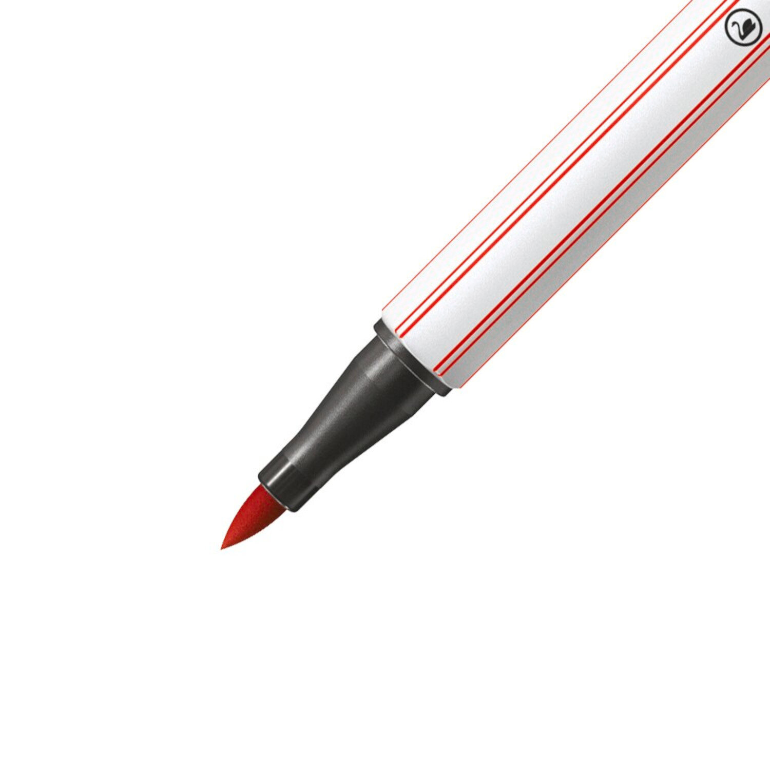 Pen 68 Brush im Kartonetui ohne Neonfarben 24 Farben. Rote Spitze, weiße Hülle, STABILO Marker.