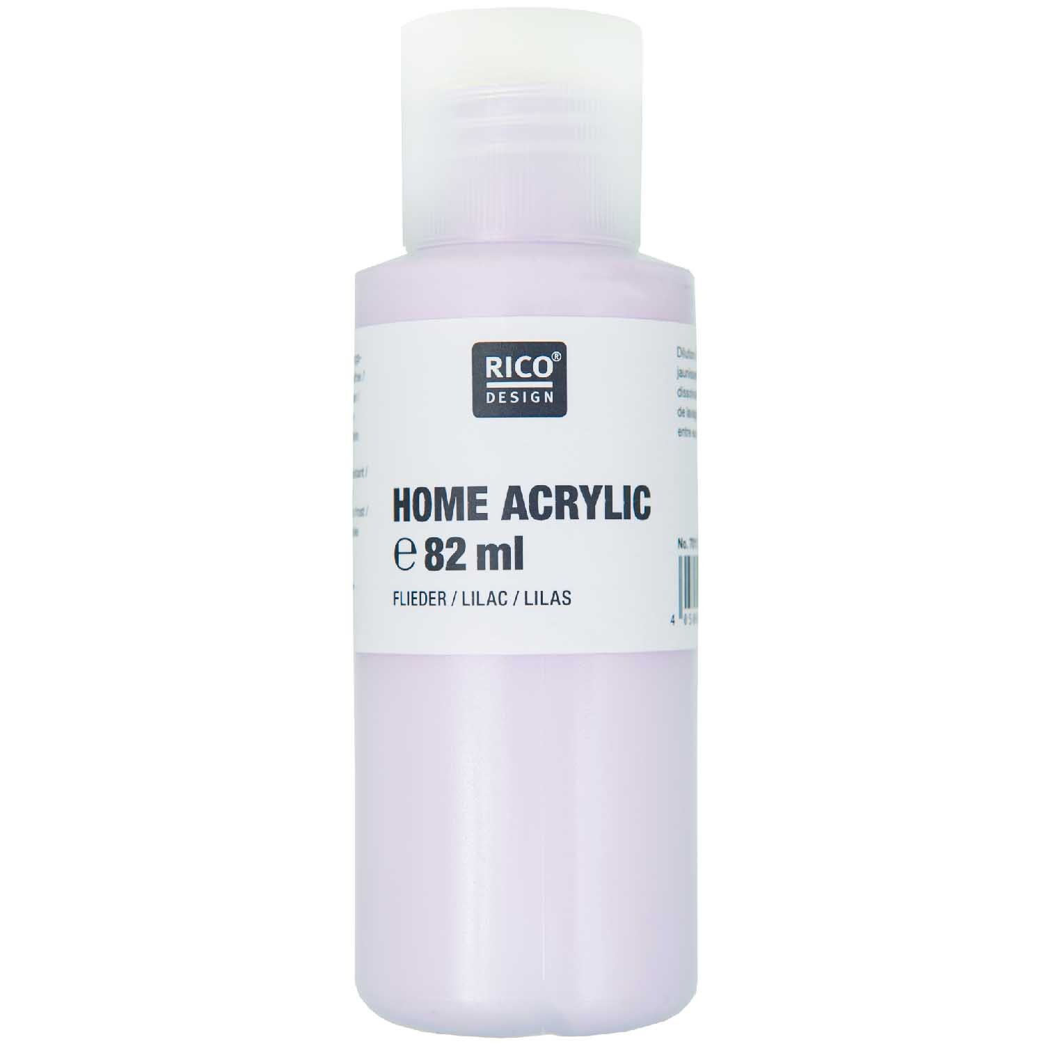 Home Acrylic: Flasche mit 82 ml fliederfarbener Acrylfarbe von Rico Design, ideal für kreative Projekte.