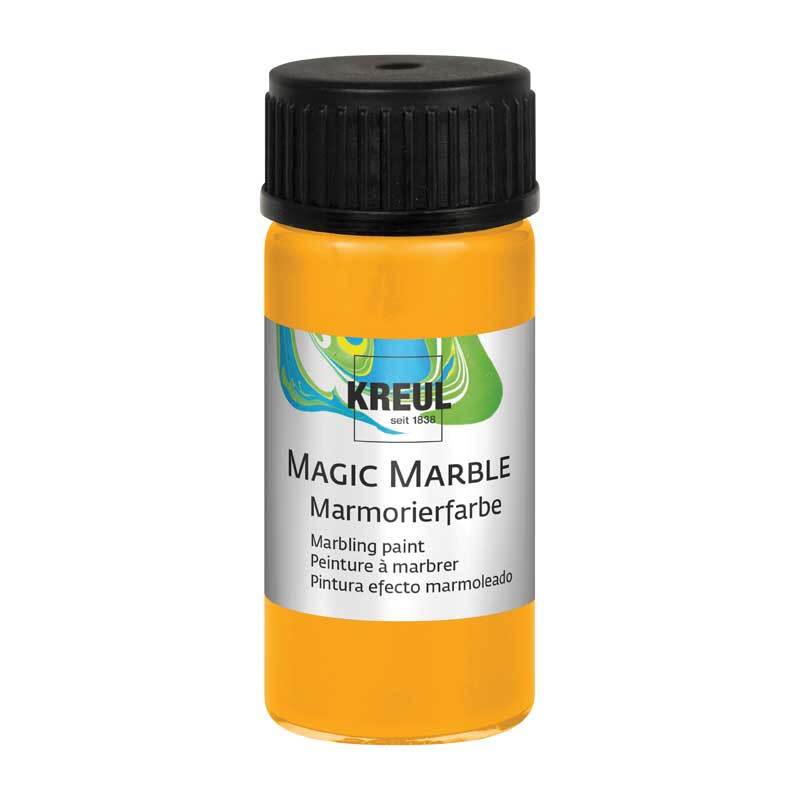 Magic Marble Marmorierfarbe 20ml in leuchtendem Sonnengelb von KREUL, ideal für kreative Marmorierprojekte.