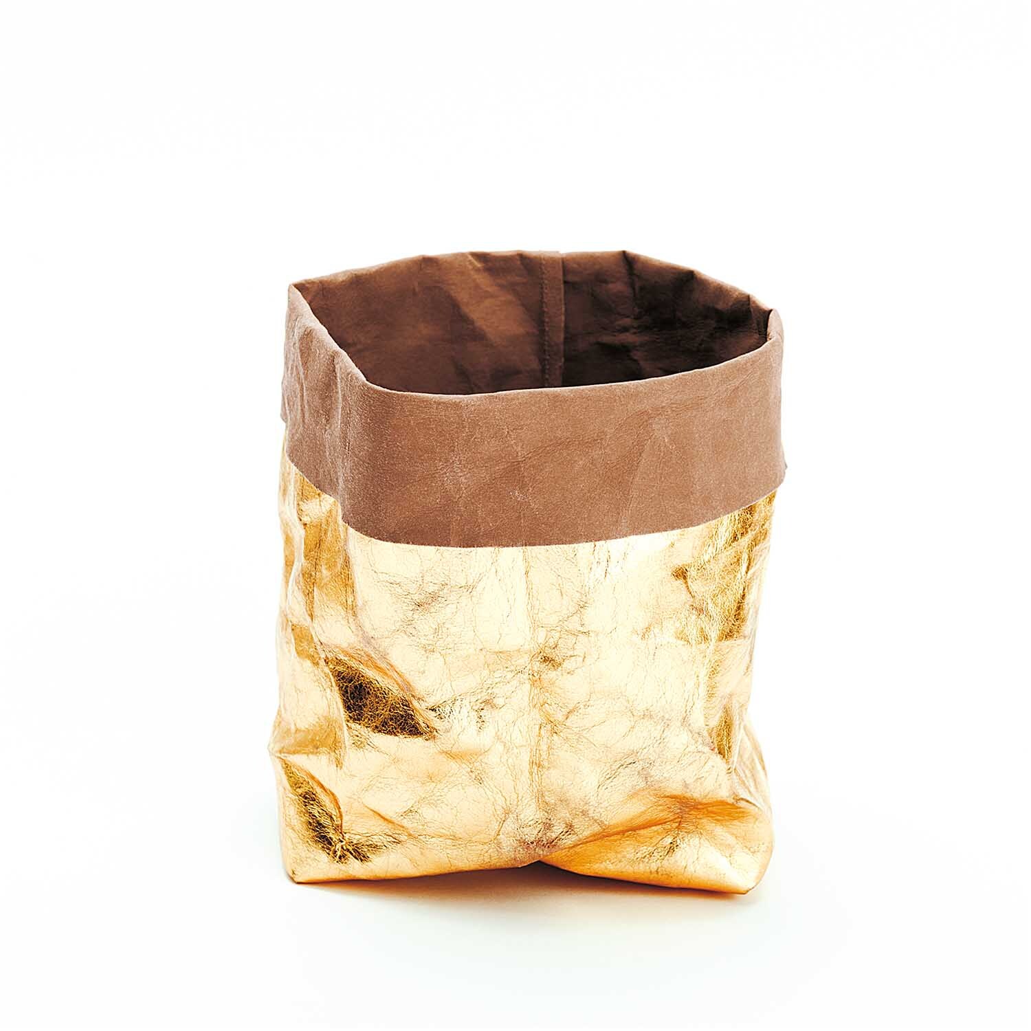 Washable Paper: Dekorativer Beutel aus waschbarem Papier in Gold von Rico Design, ideal für stilvolle Aufbewahrung.