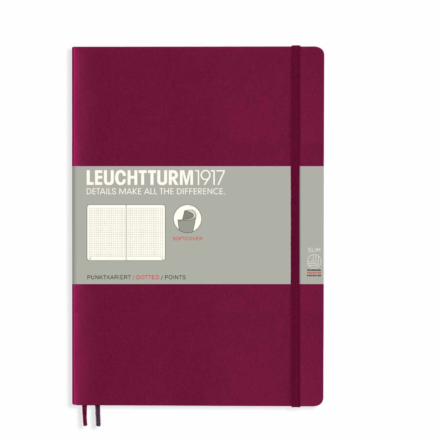 Notizbuch Composition dotted Softcover B5 in elegantem Rot von LEUCHTTURM1917, ideal für Notizen.