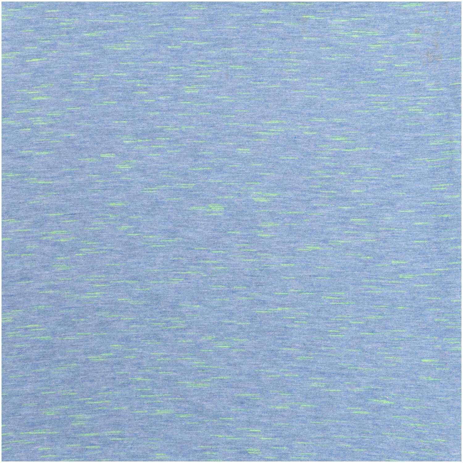 Stoffabschnitt Jersey azur-neongrün 80x100cm von Rico Design. Der Stoff zeigt ein azurblaues Muster mit neongrünen Akzenten.