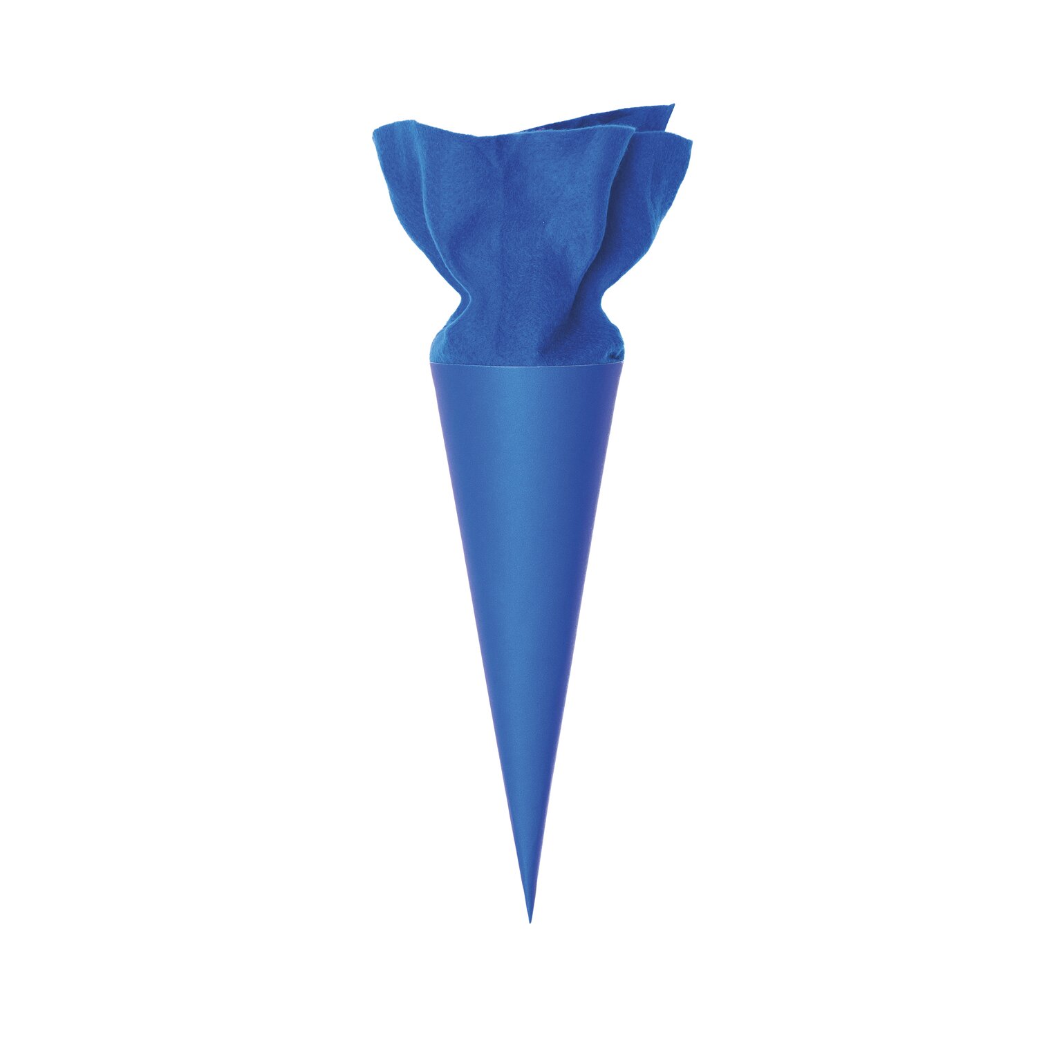Schultüte Rohling mit Filzverschluss in leuchtendem Blau, 35 cm, ideal für den Schulanfang.