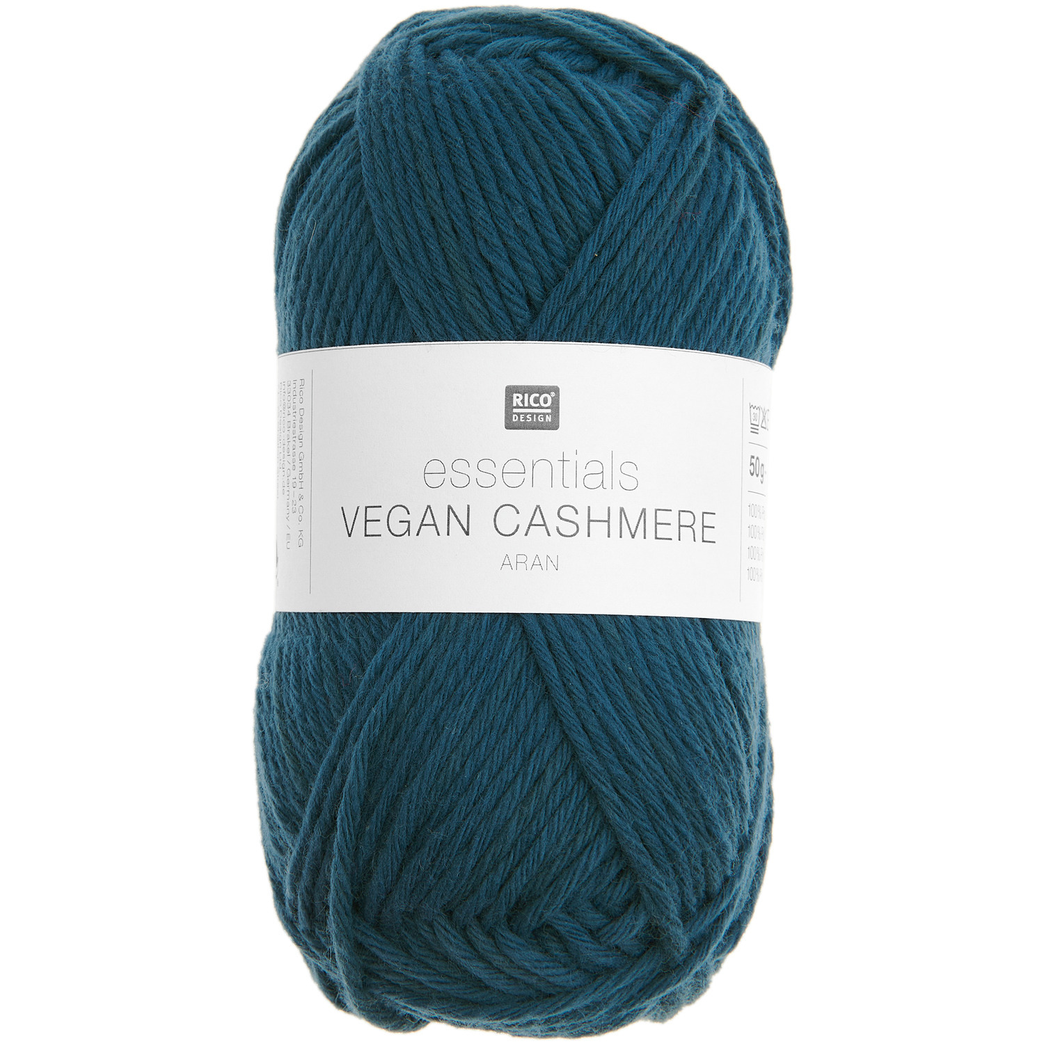 Essentials Vegan Cashmere: Weiches, petrolfarbenes Garn von Rico Design, ideal für Stricksets.