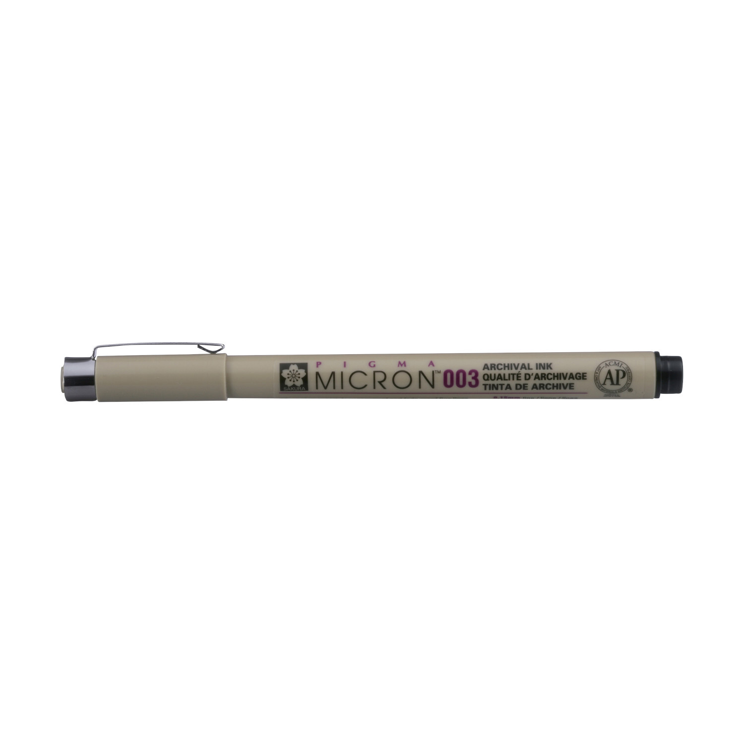 Pigment Linder Sakura Pigma Micron Schwarz: Ein schwarzer Fineliner von SAKURA, ideal für präzises Zeichnen und Skizzieren.