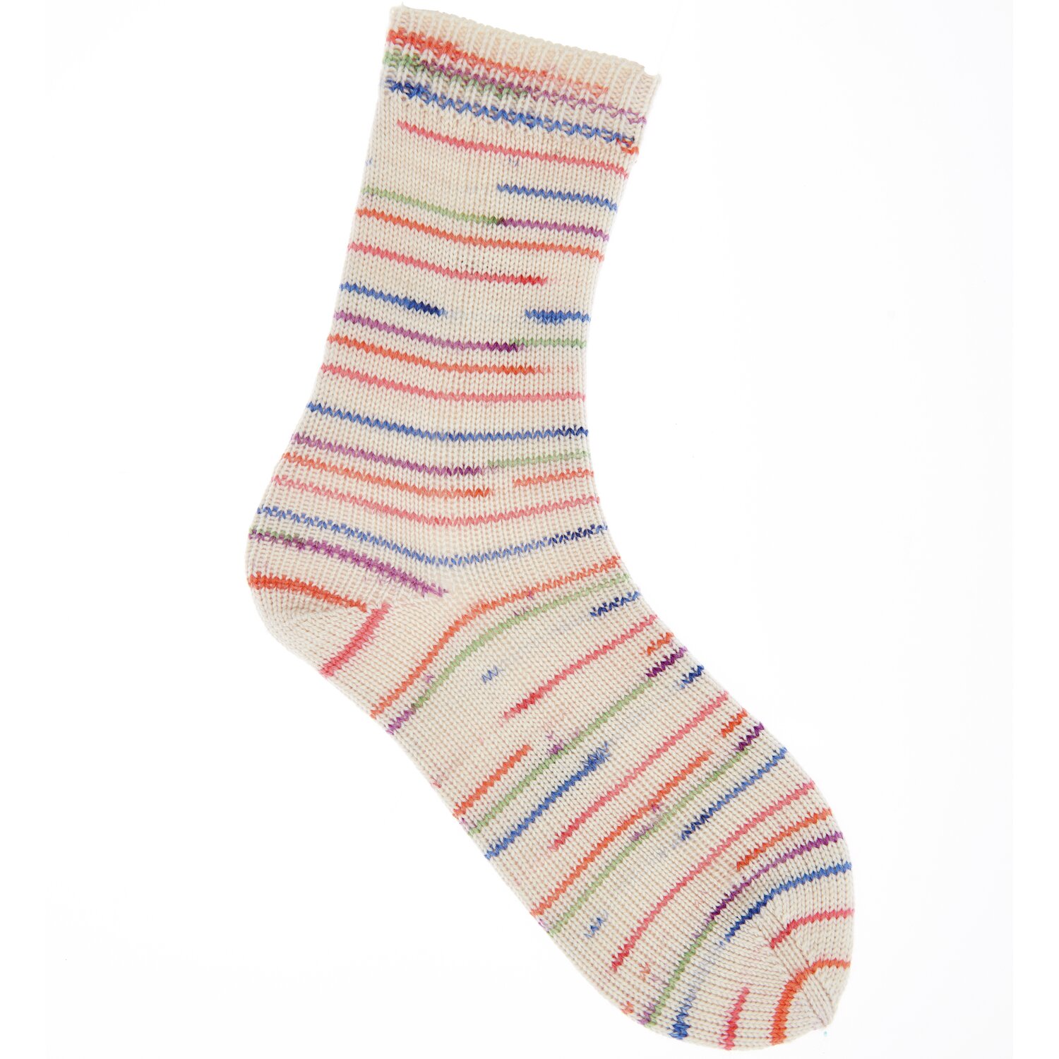 Superba Cashmeri Luxury Socks 4fädig, gestrickte Socken mit bunten Streifen, 100g 400m, von Rico Design.