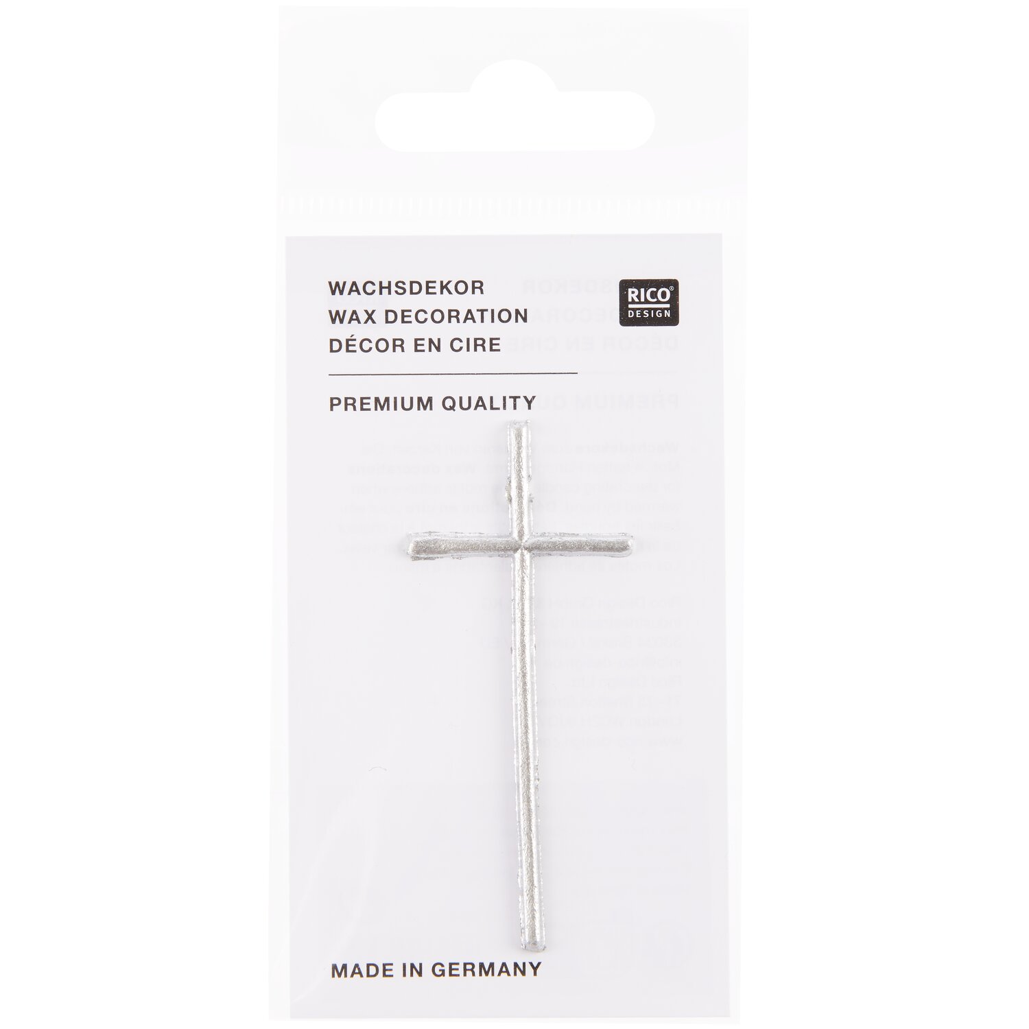 Wachsdekor Kreuz mittel 6,2x2,7cm Farbe Silber von Rico Design