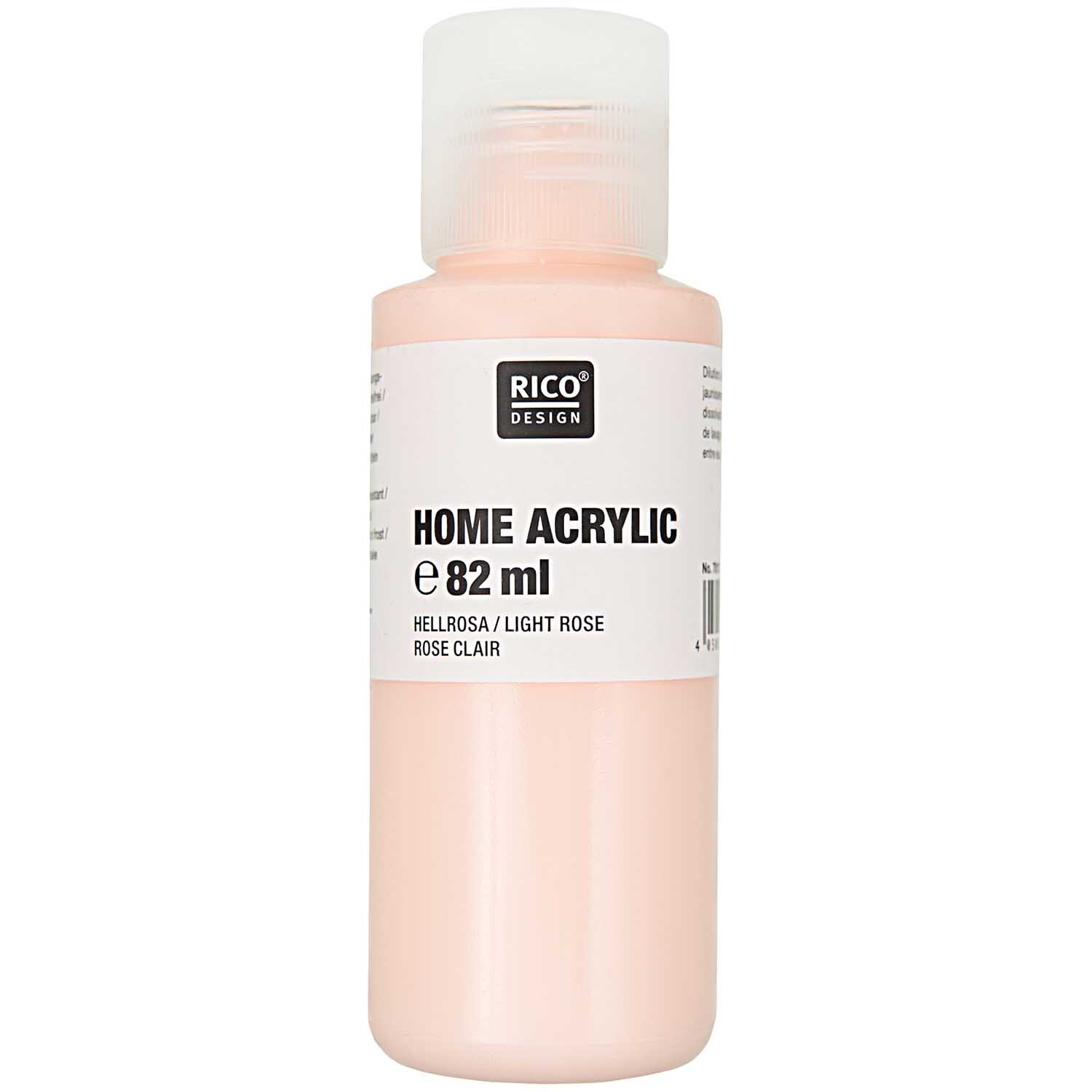 Home Acrylic Farbe in Hellrosa von Rico Design, 82 ml Flasche, ideal für kreative Projekte.