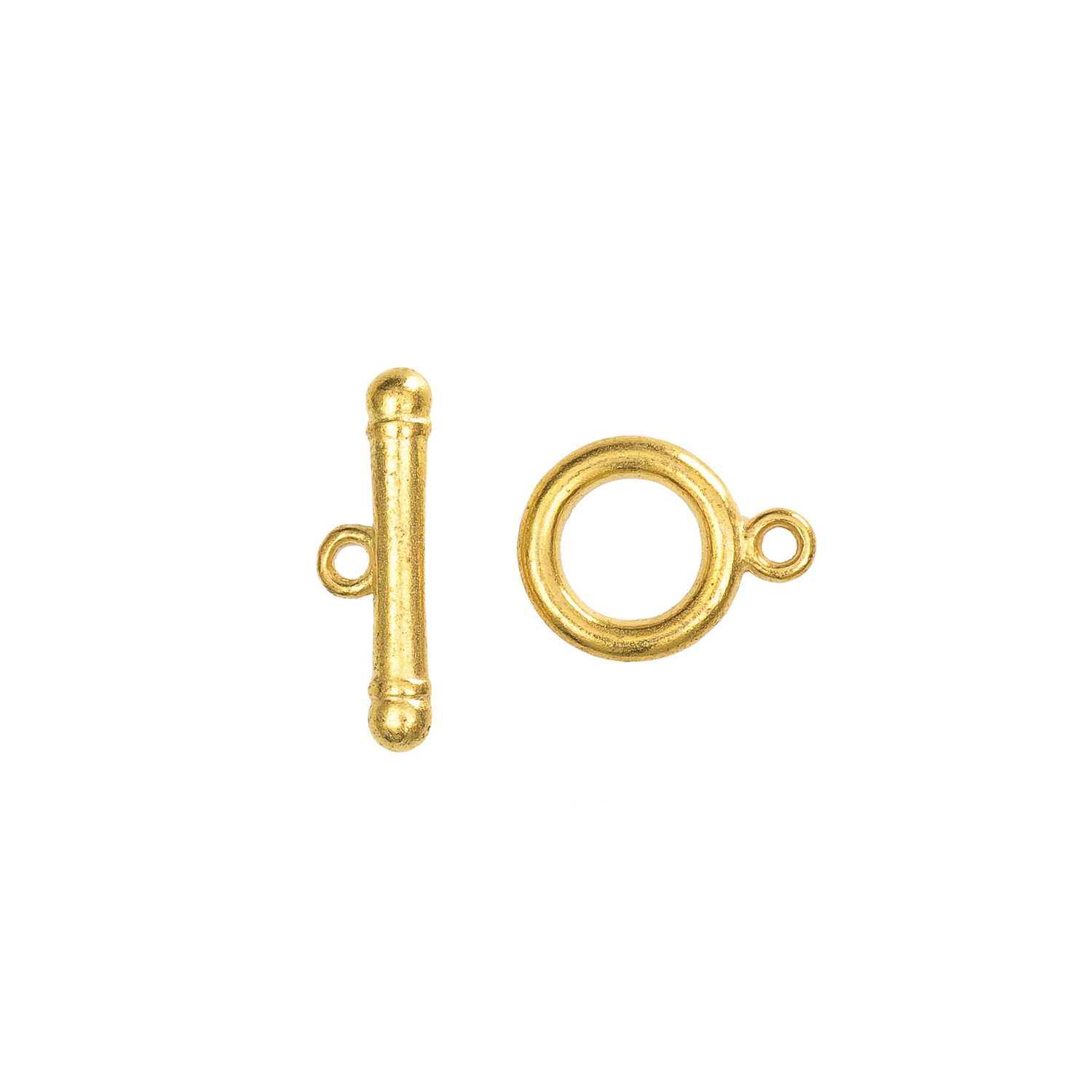 Knebelverschluß gold 12mm von Rico Design, bestehend aus einem Stab und einem Ring in glänzendem Gold.