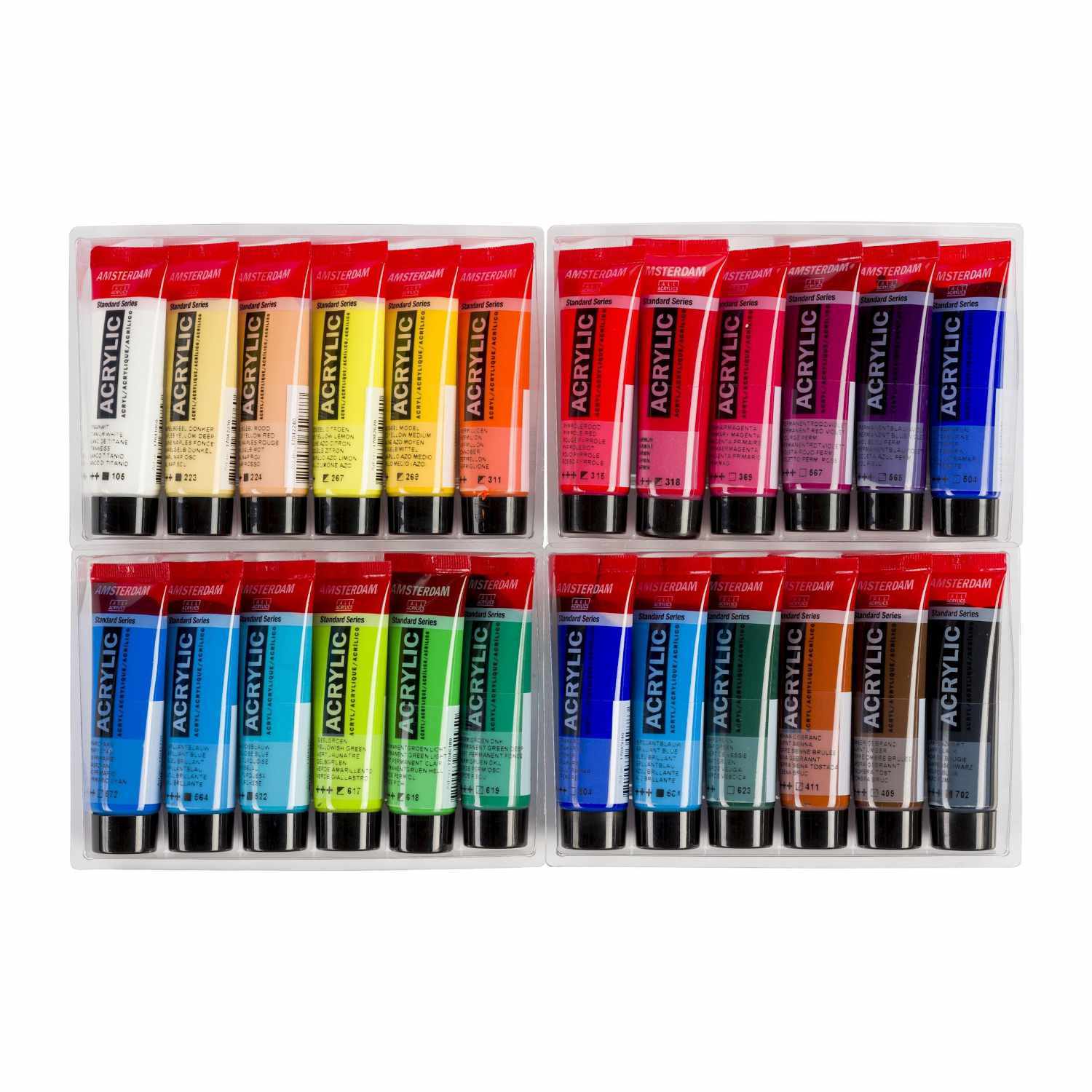 Acrylfarbe Set 24x20ml, mehrfarbig, von AMSTERDAM. Enthält 24 Tuben in verschiedenen Farben, ideal für kreative Projekte.
