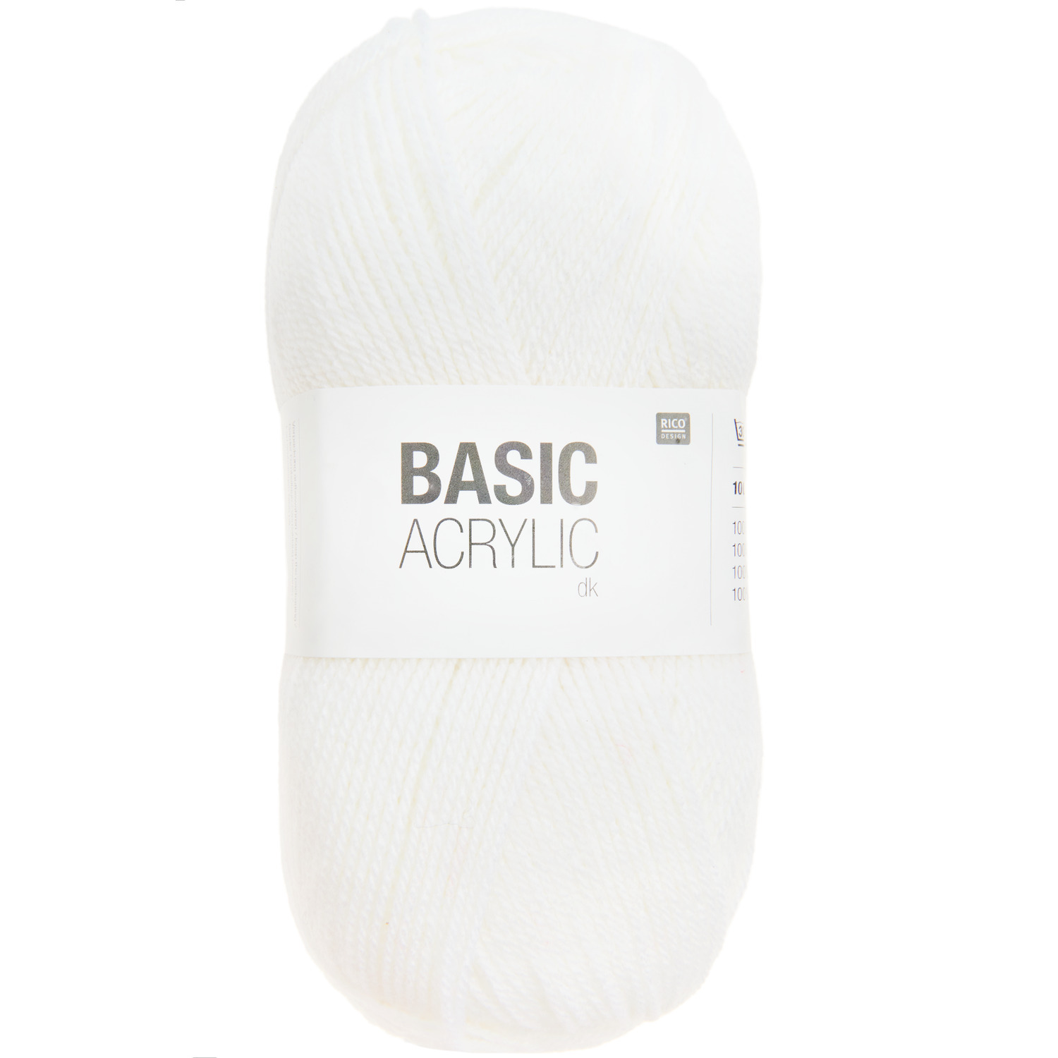 Basic Acrylic dk, weißes Acrylgarn von Rico Design, 100g Knäuel mit 310m Lauflänge. Ideal für Strickprojekte.