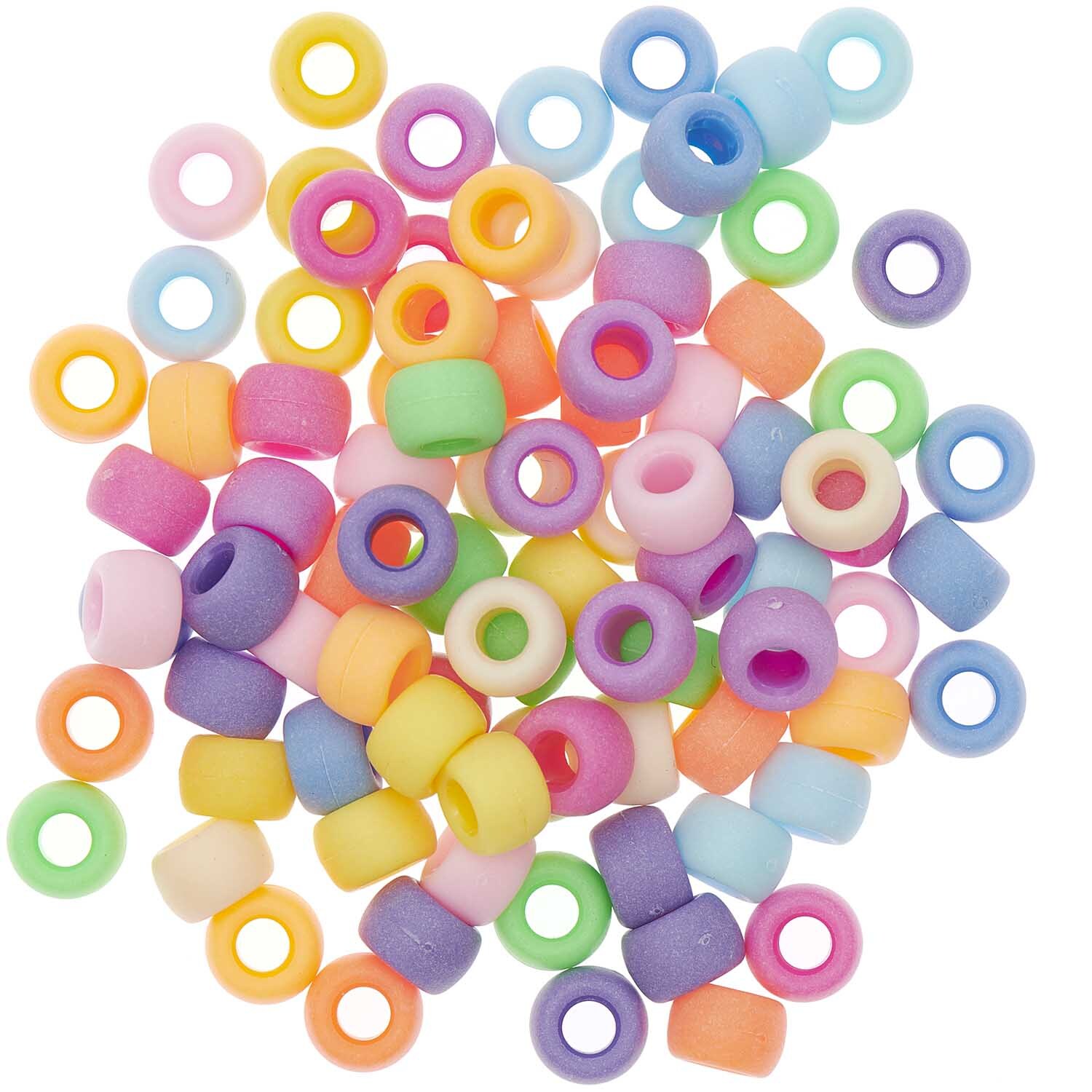 itoshii - Ponii Beads matt Regenbogen 9x6mm, 400 Stück. Bunte Perlen in verschiedenen Farben von Rico Design.