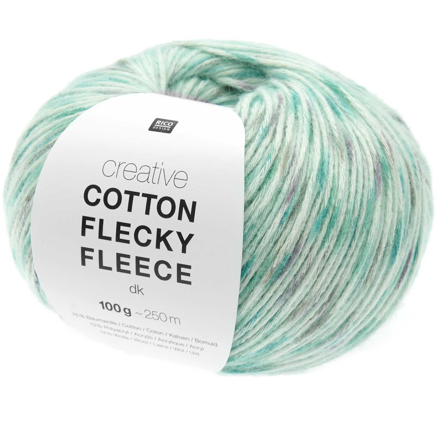 Creative Cotton Flecky Fleece dk von Rico Design in Türkis, 100g Knäuel mit 250m Länge.