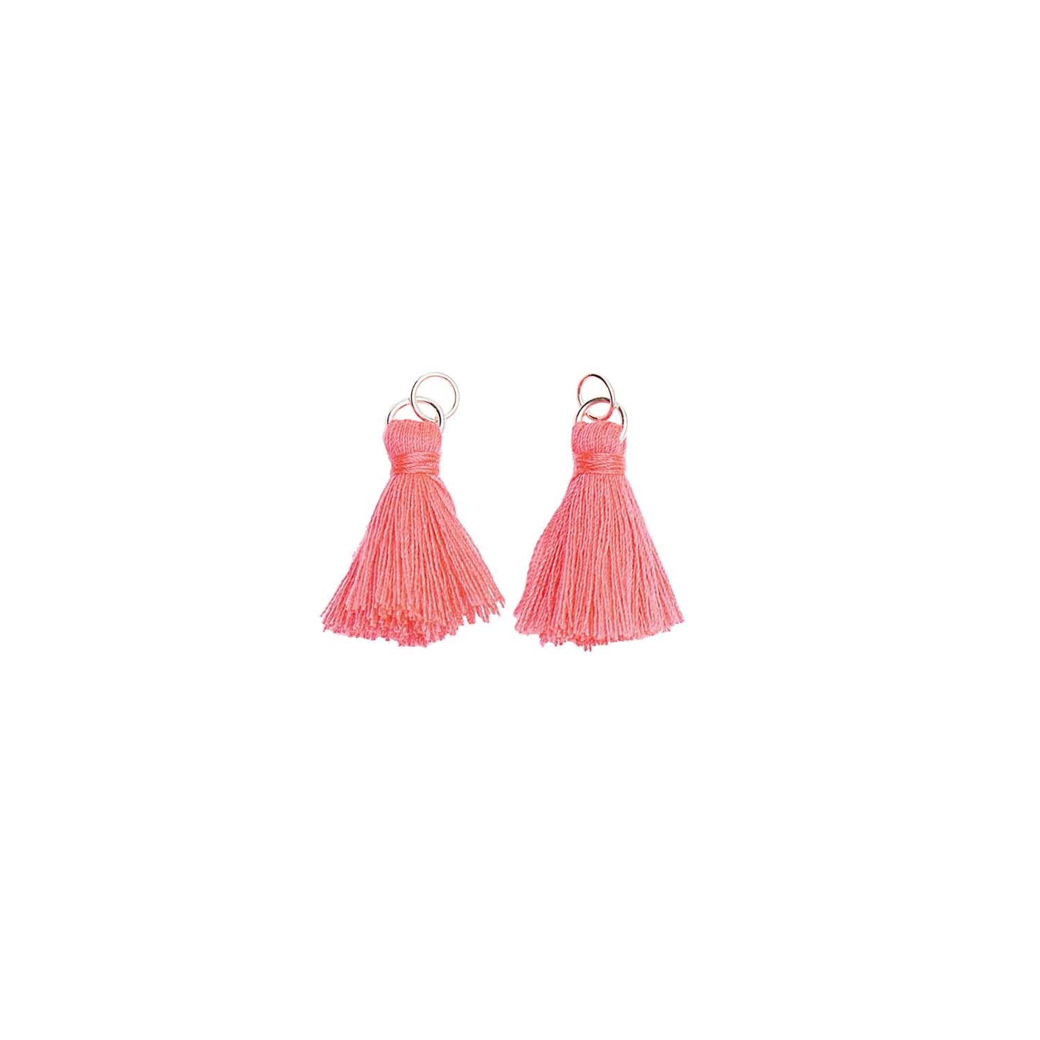 Quasten mit Öse 2,2cm 2 Stück von Rico Design in leuchtendem Neon-Pink, ideal für kreative Projekte.