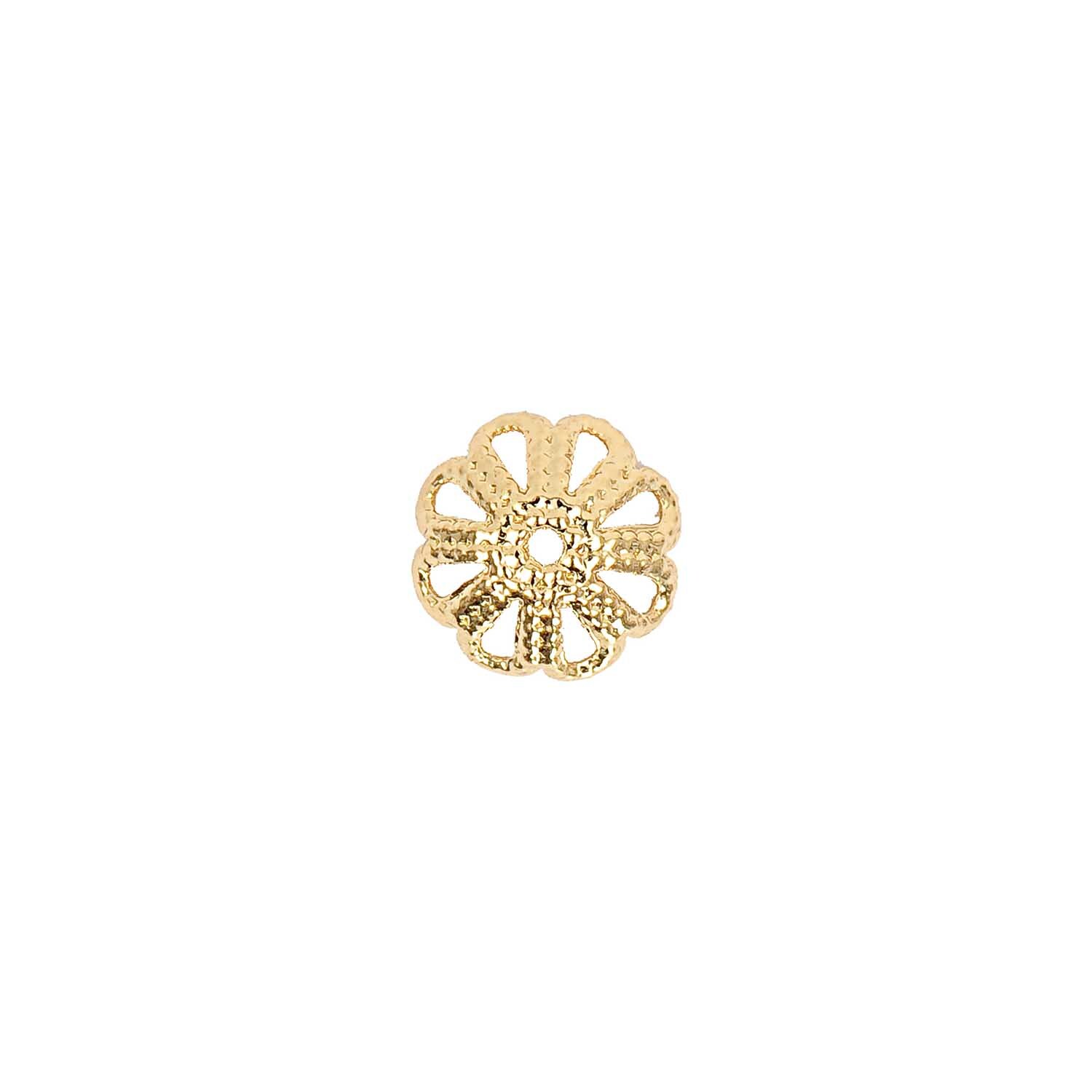 Perlkappe gold 8mm 10 Stück von Rico Design, filigranes Design in Blütenform, ideal für Schmuckherstellung.