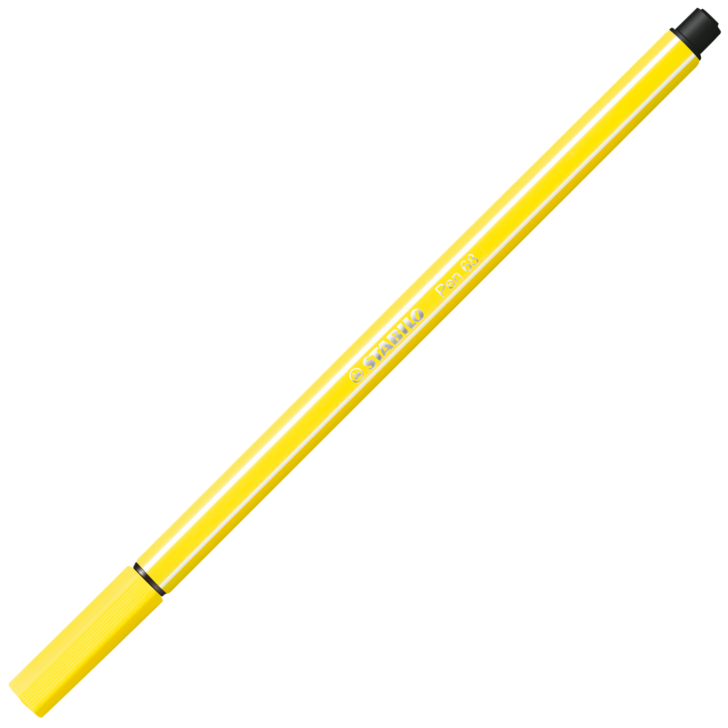 Pen 68 von STABILO in leuchtendem Zitronengelb, ideal für präzises Zeichnen und Schreiben.