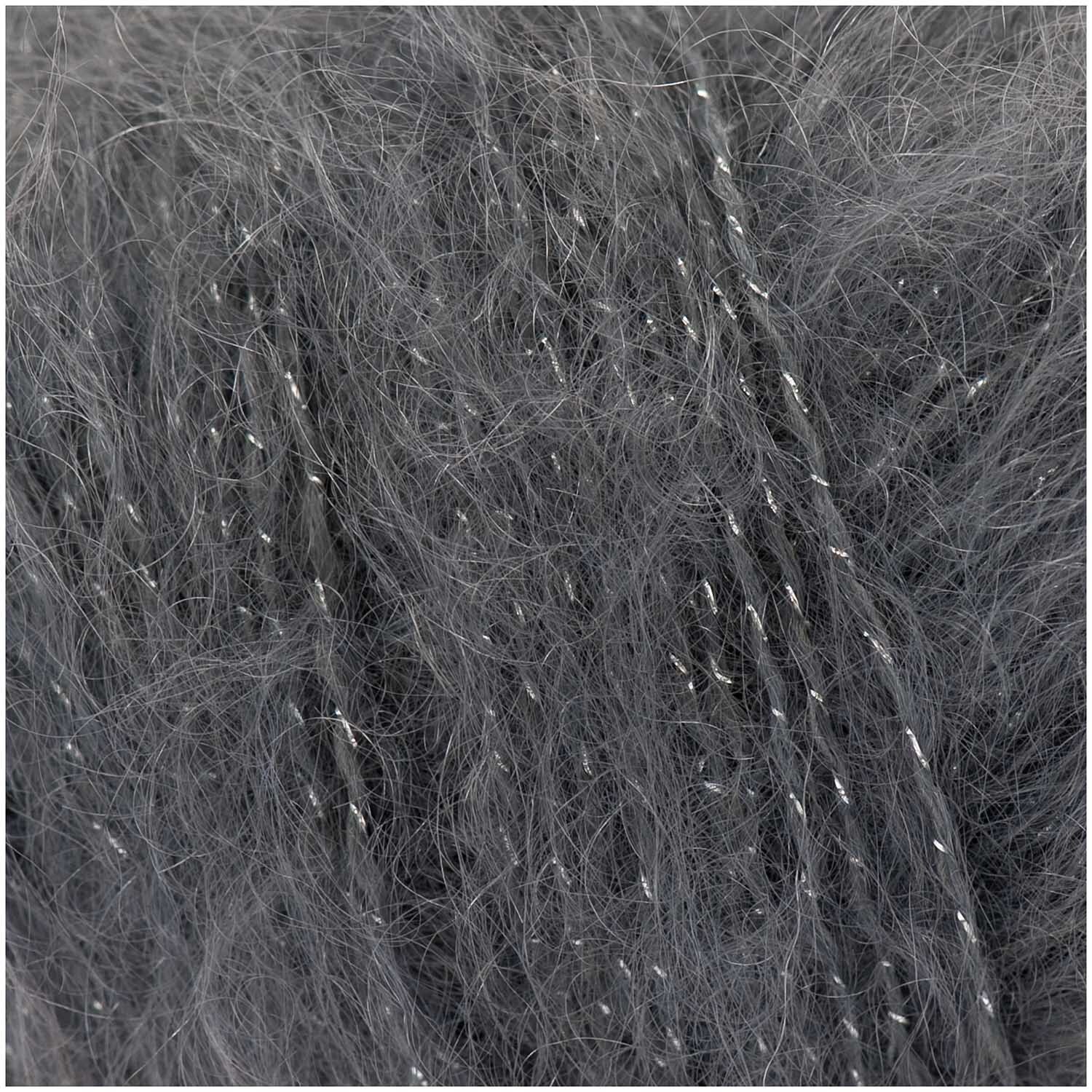 Fashion Glitz: Weiches, graues Garn von Rico Design mit glitzernden Akzenten, ideal für Strickprojekte.
