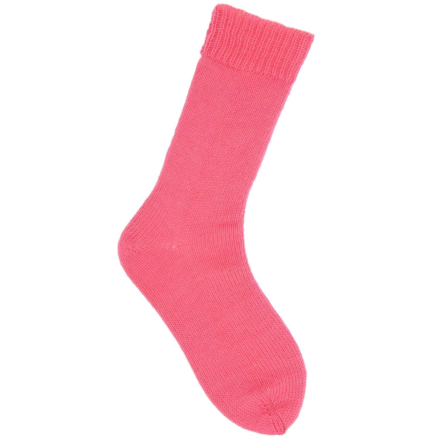 Socks Neon 4-fädig in leuchtendem Rot von Rico Design, gestrickt aus 100g Garn mit 400m Länge.